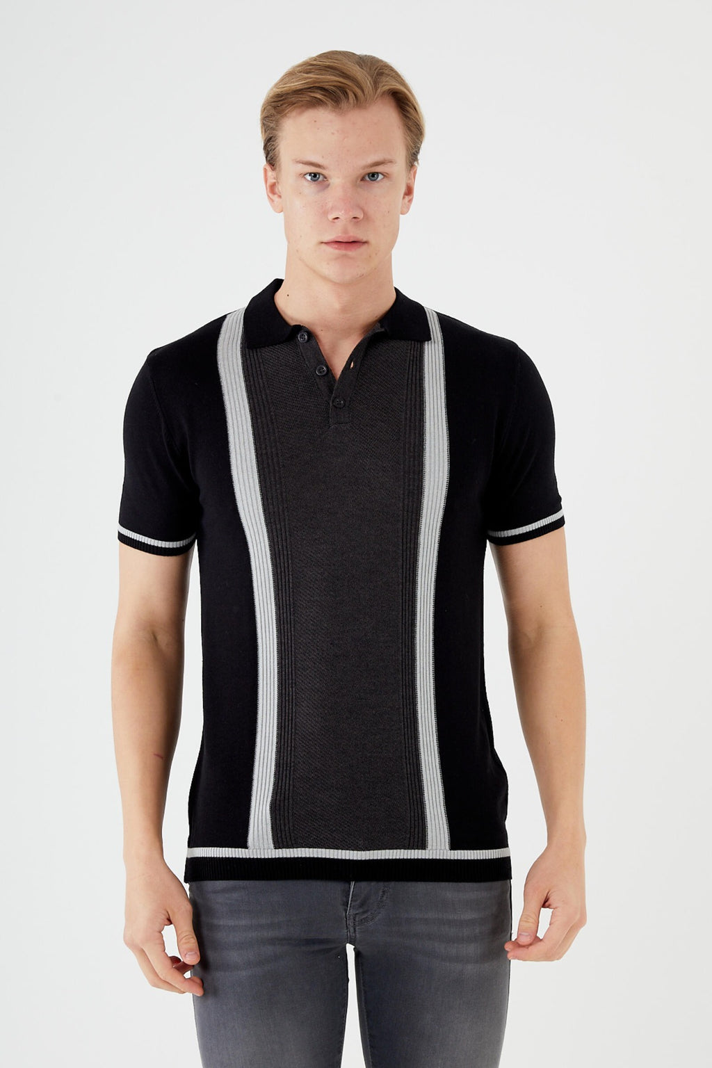 Short sleeve textured knit shirt TR-11511