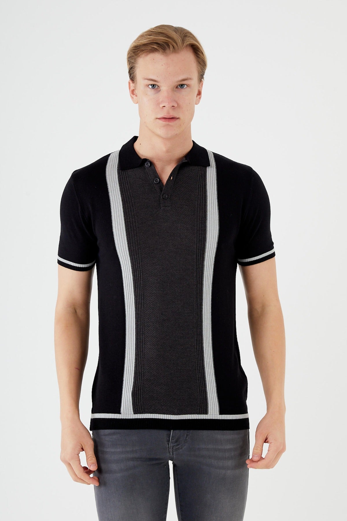 Short sleeve textured knit shirt TR-11511