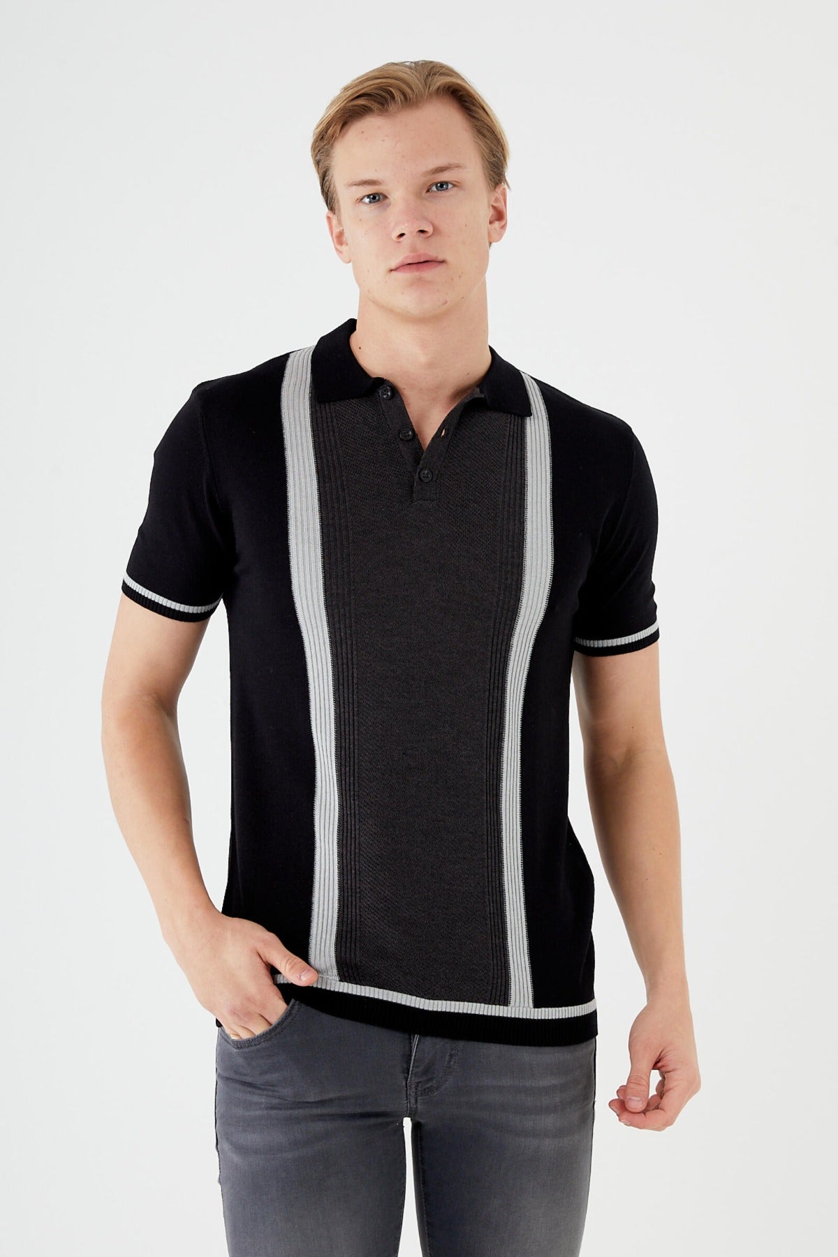 Short sleeve textured knit shirt TR-11511