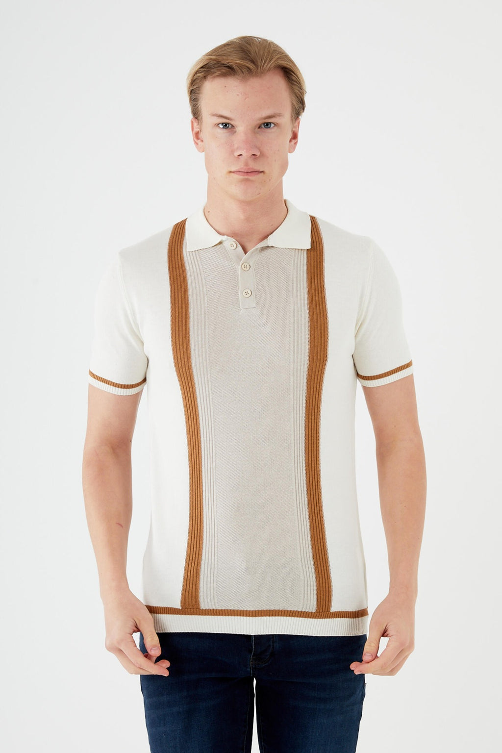 Short sleeve textured knit shirt TR-11511
