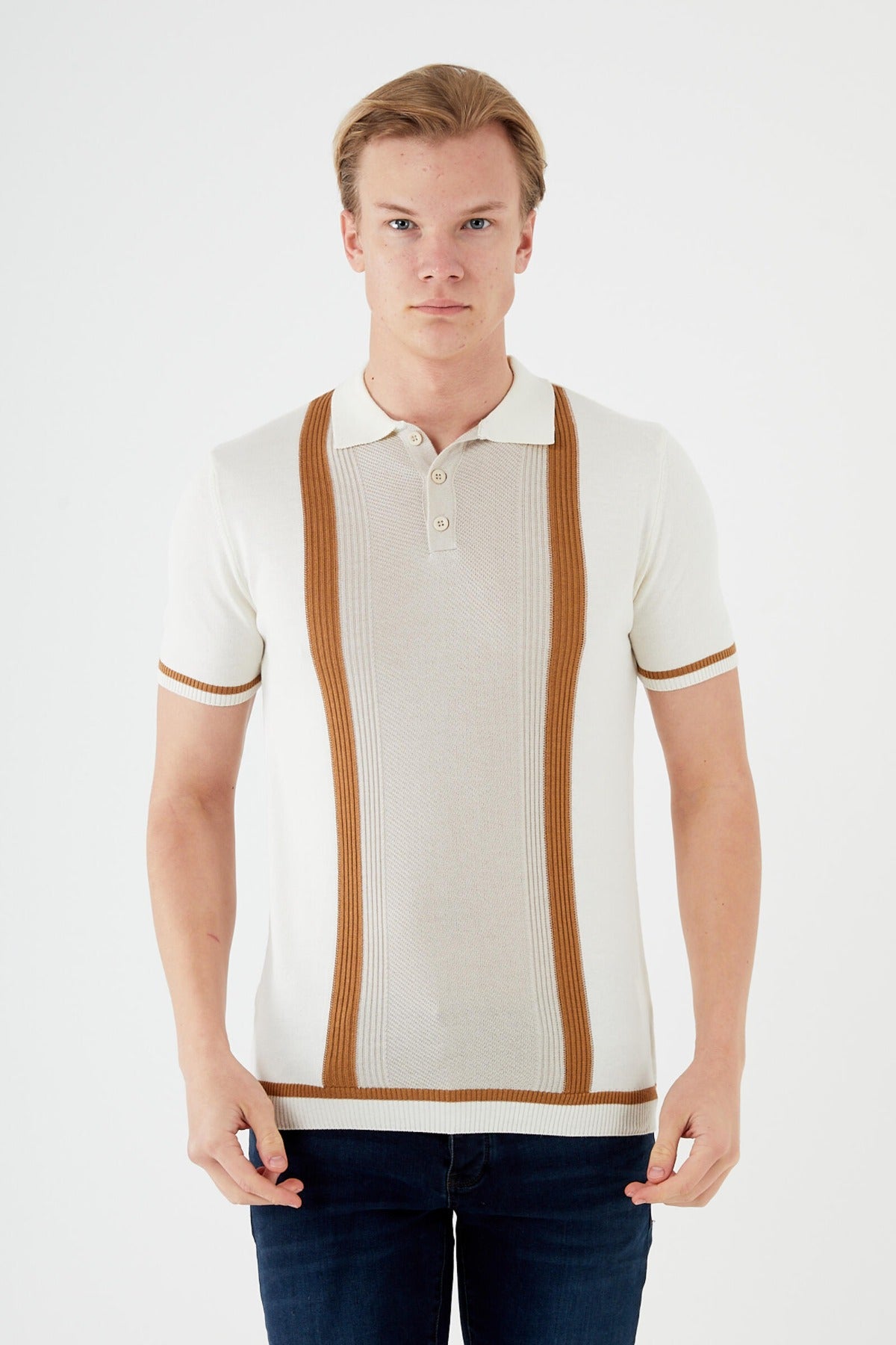 Short sleeve textured knit shirt TR-11511