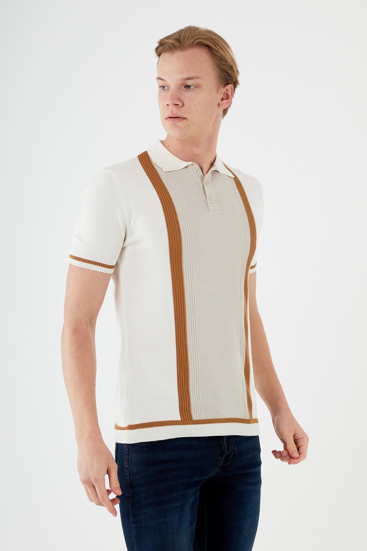 Short sleeve textured knit shirt TR-11511