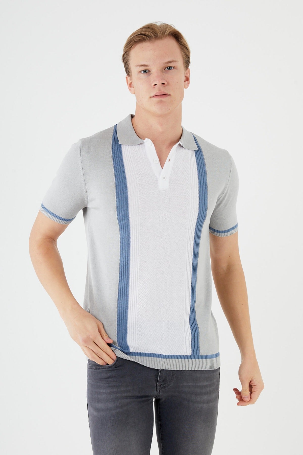Short sleeve textured knit shirt TR-11511
