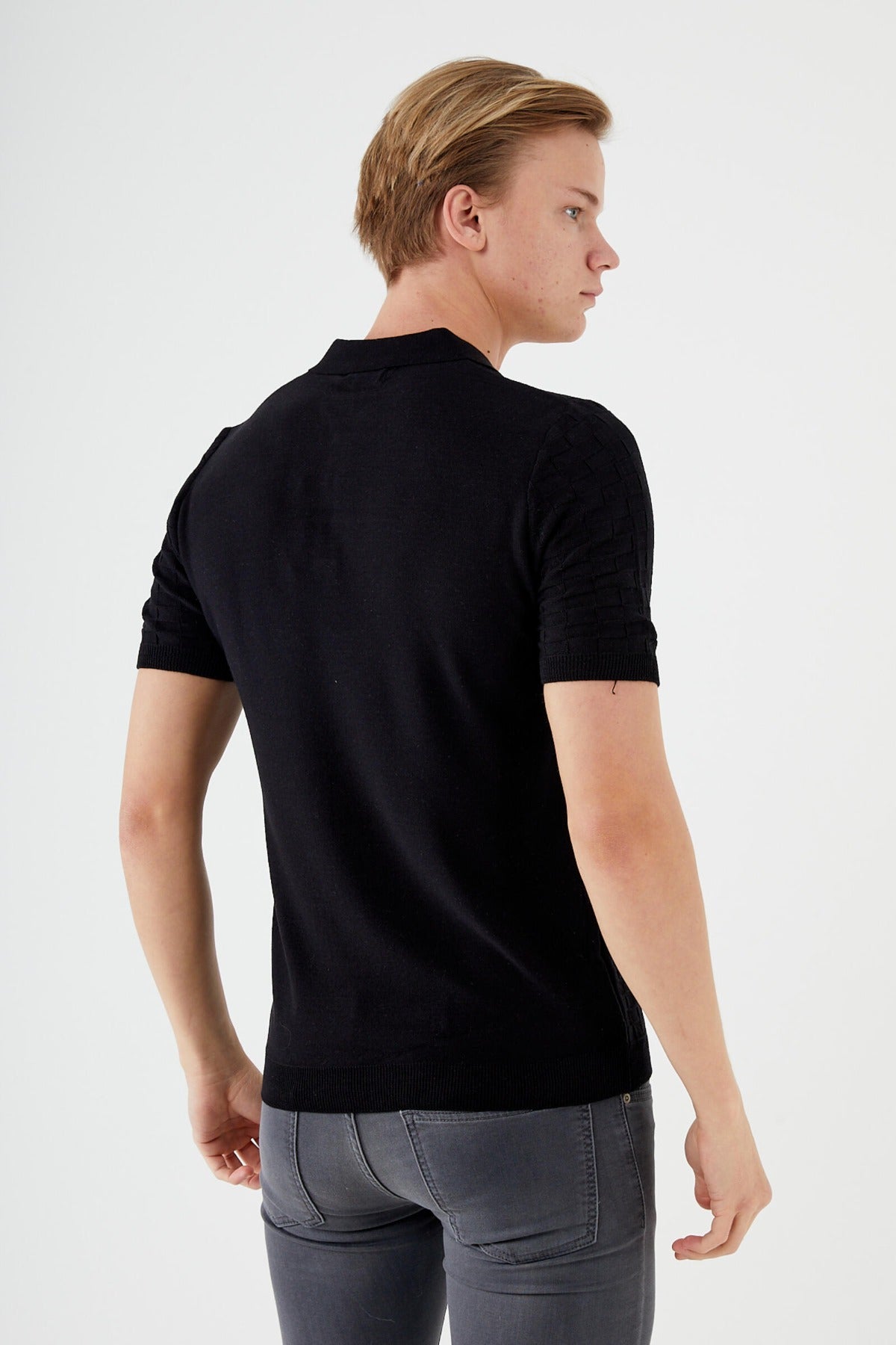 Short sleeve textured knit shirt TR-11512