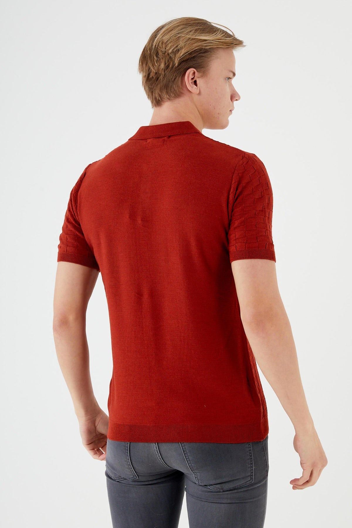 Short sleeve textured knit shirt TR-11512
