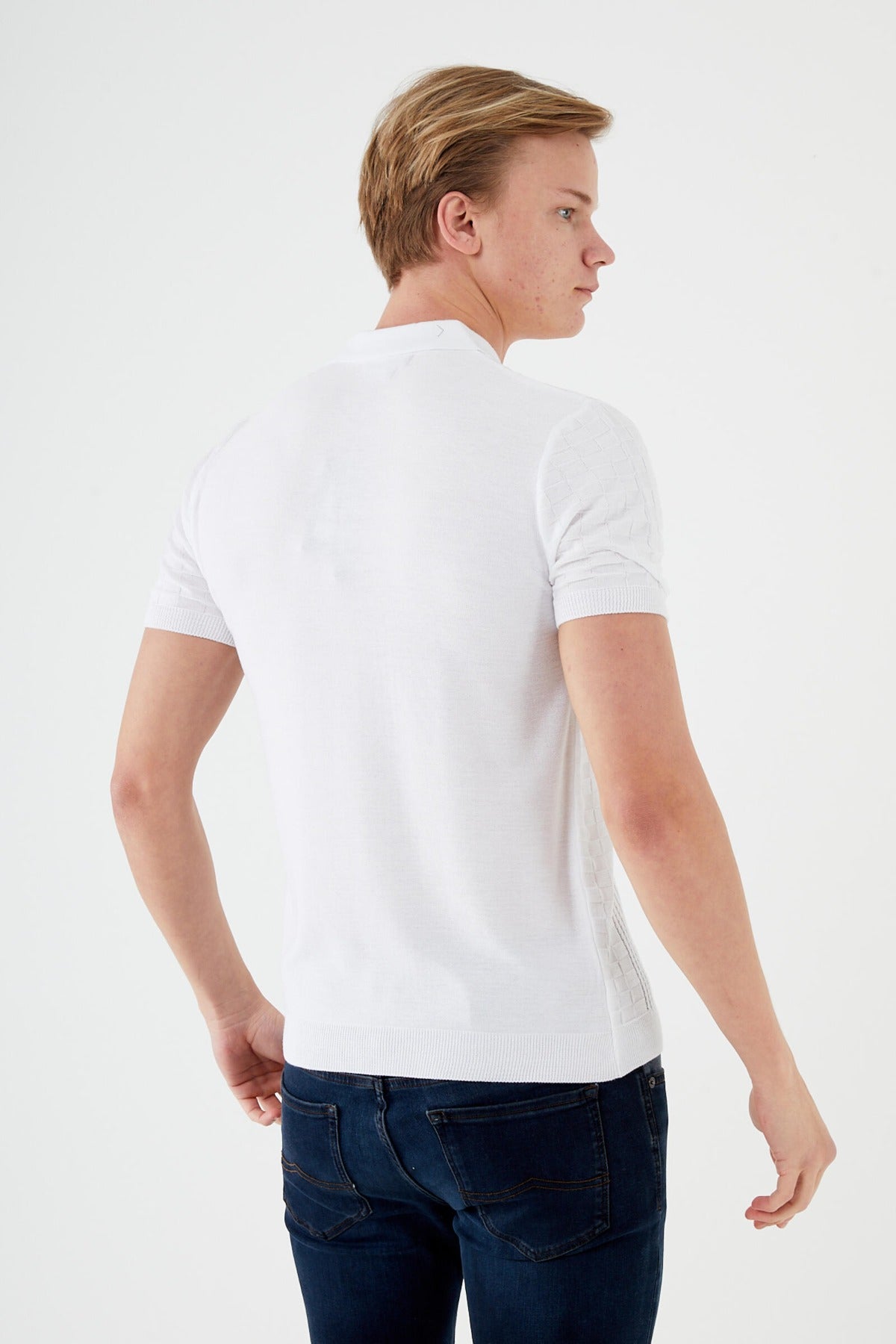 Short sleeve textured knit shirt TR-11512
