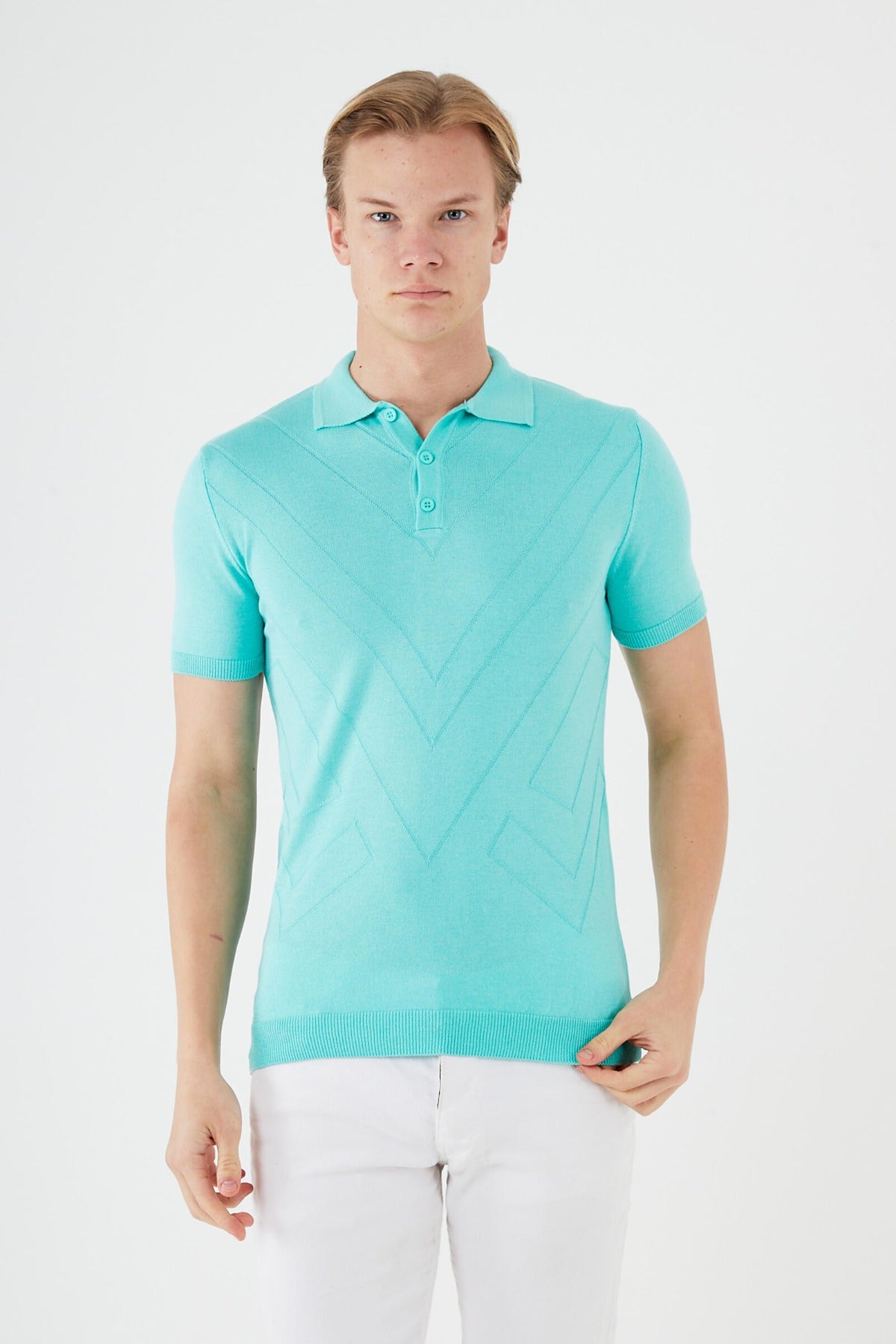 Textured Knit short sleeve shirt  TR-11513