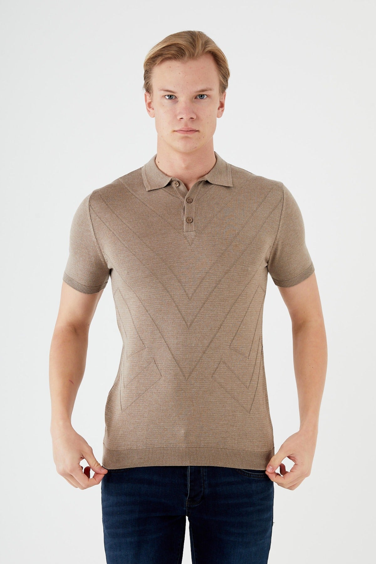 Textured Knit short sleeve shirt  TR-11513