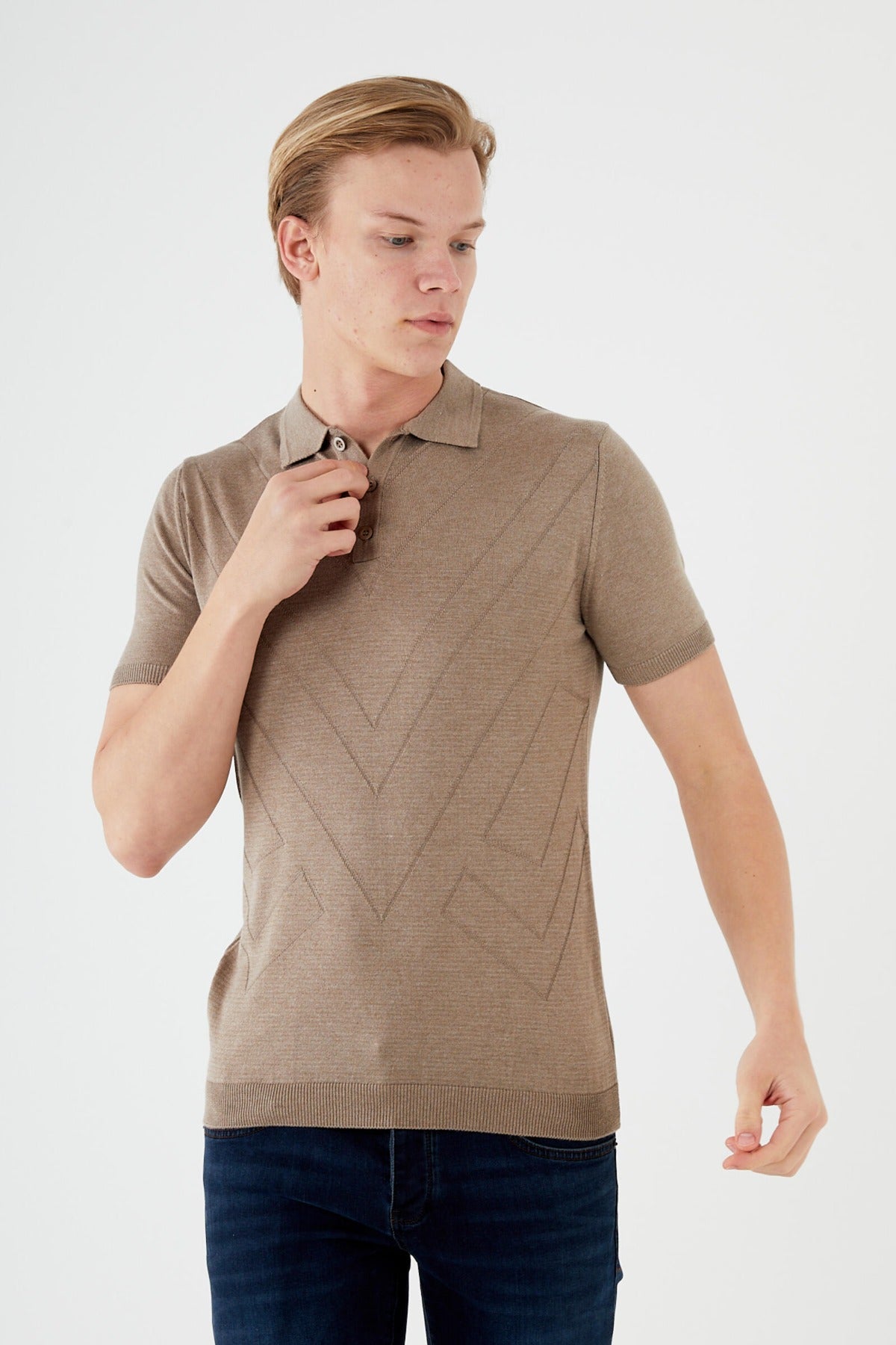 Textured Knit short sleeve shirt  TR-11513