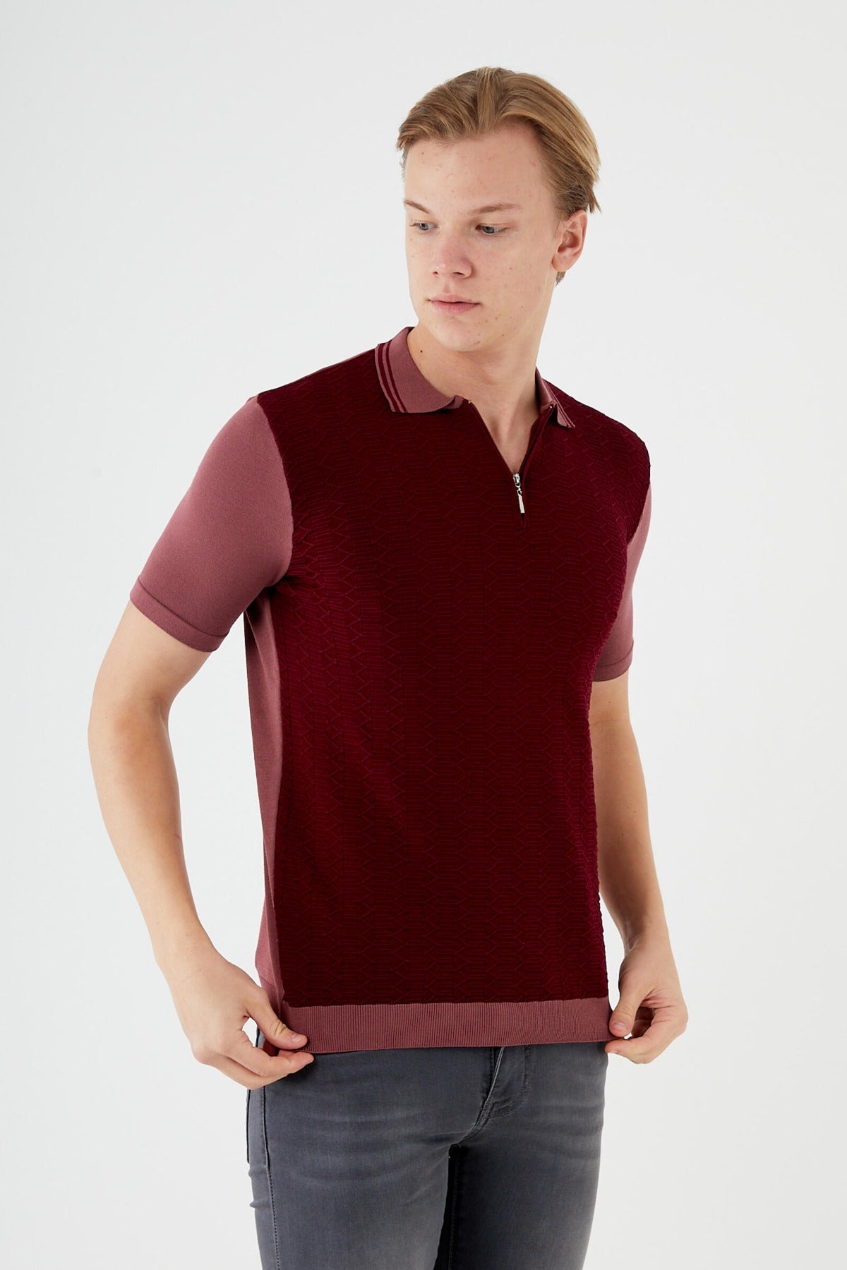 Textured Knit short sleeve shirt  TR-11516