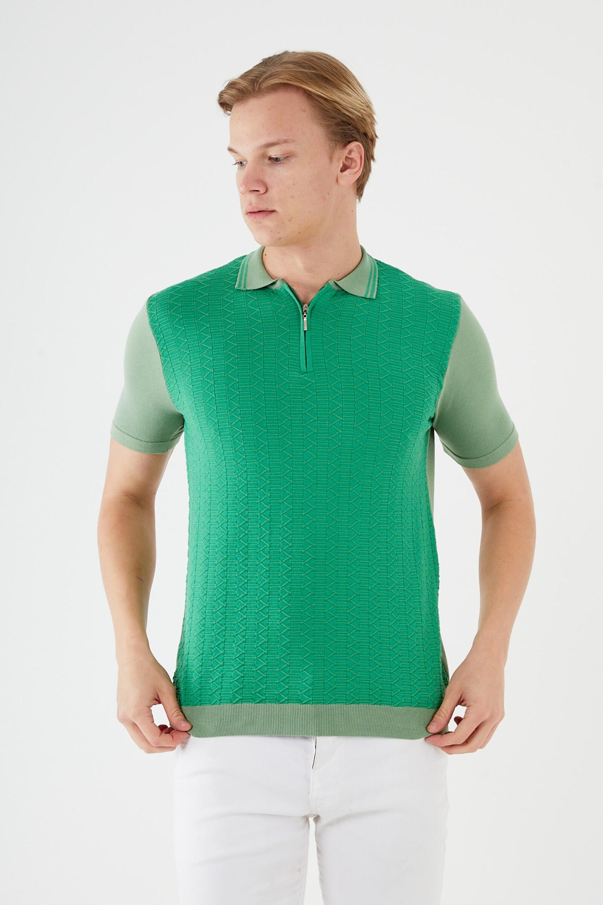 Textured Knit short sleeve shirt  TR-11516