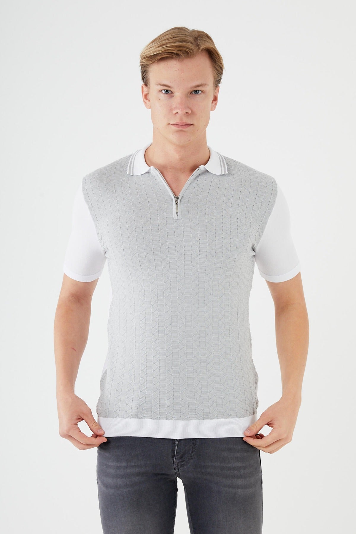 Textured Knit short sleeve shirt  TR-11516