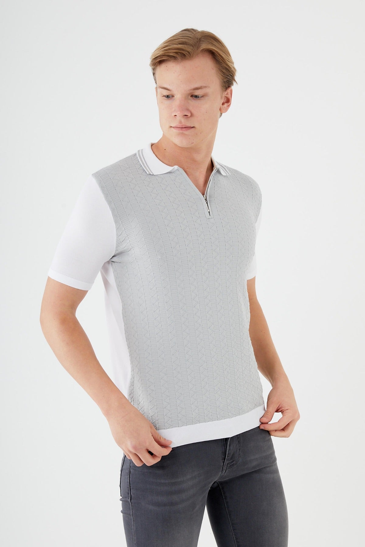 Textured Knit short sleeve shirt  TR-11516