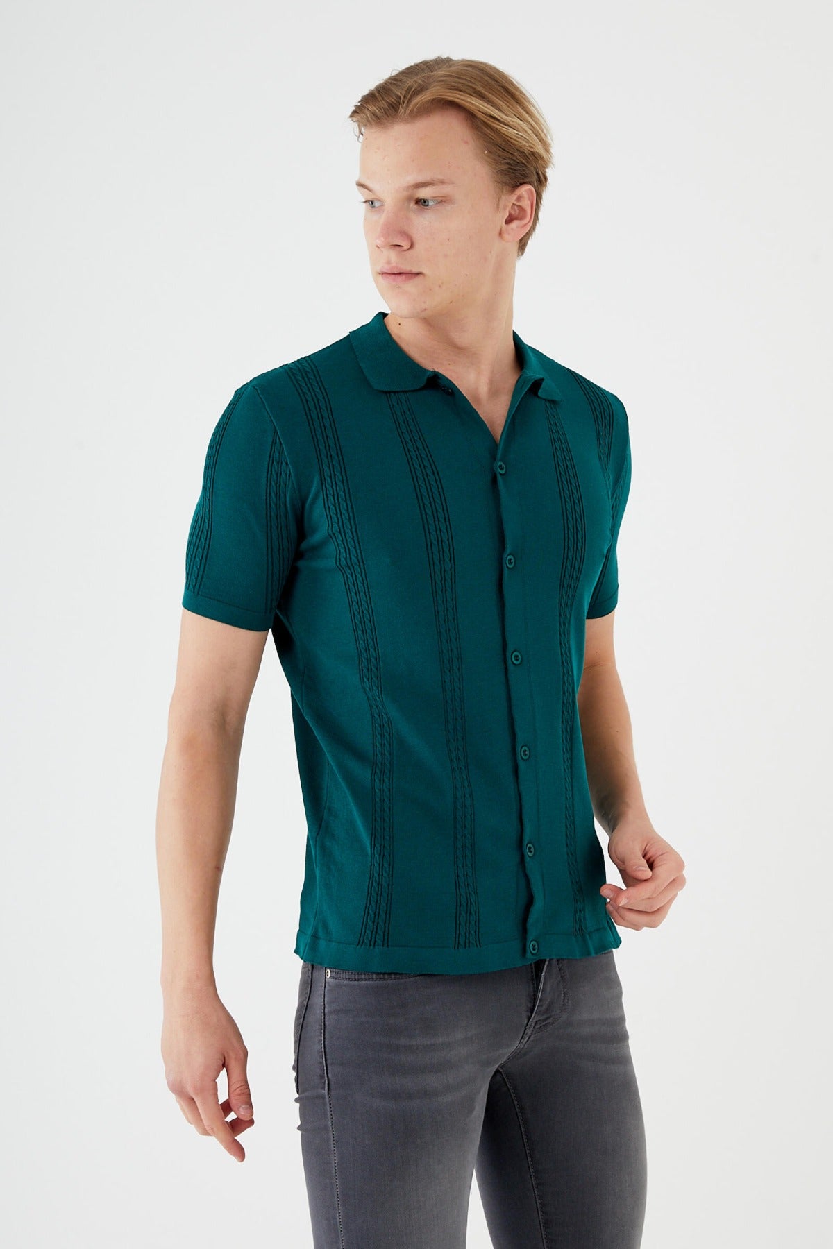 Textured Knit short sleeve shirt TR-11519