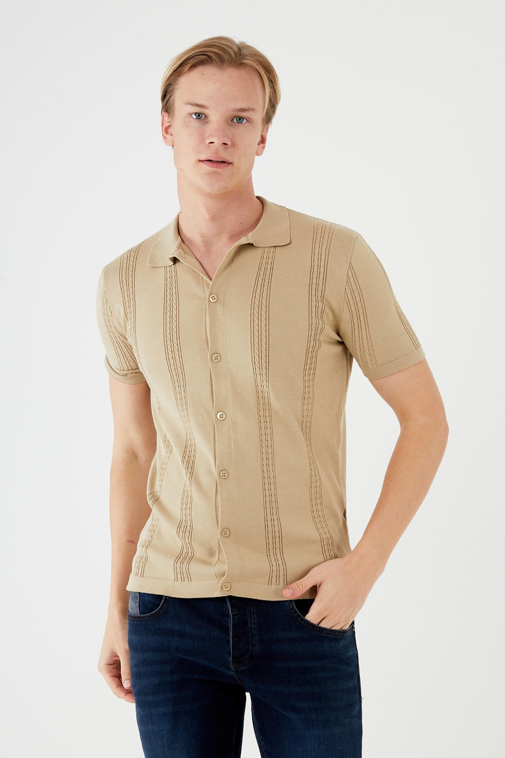 Textured Knit short sleeve shirt TR-11519