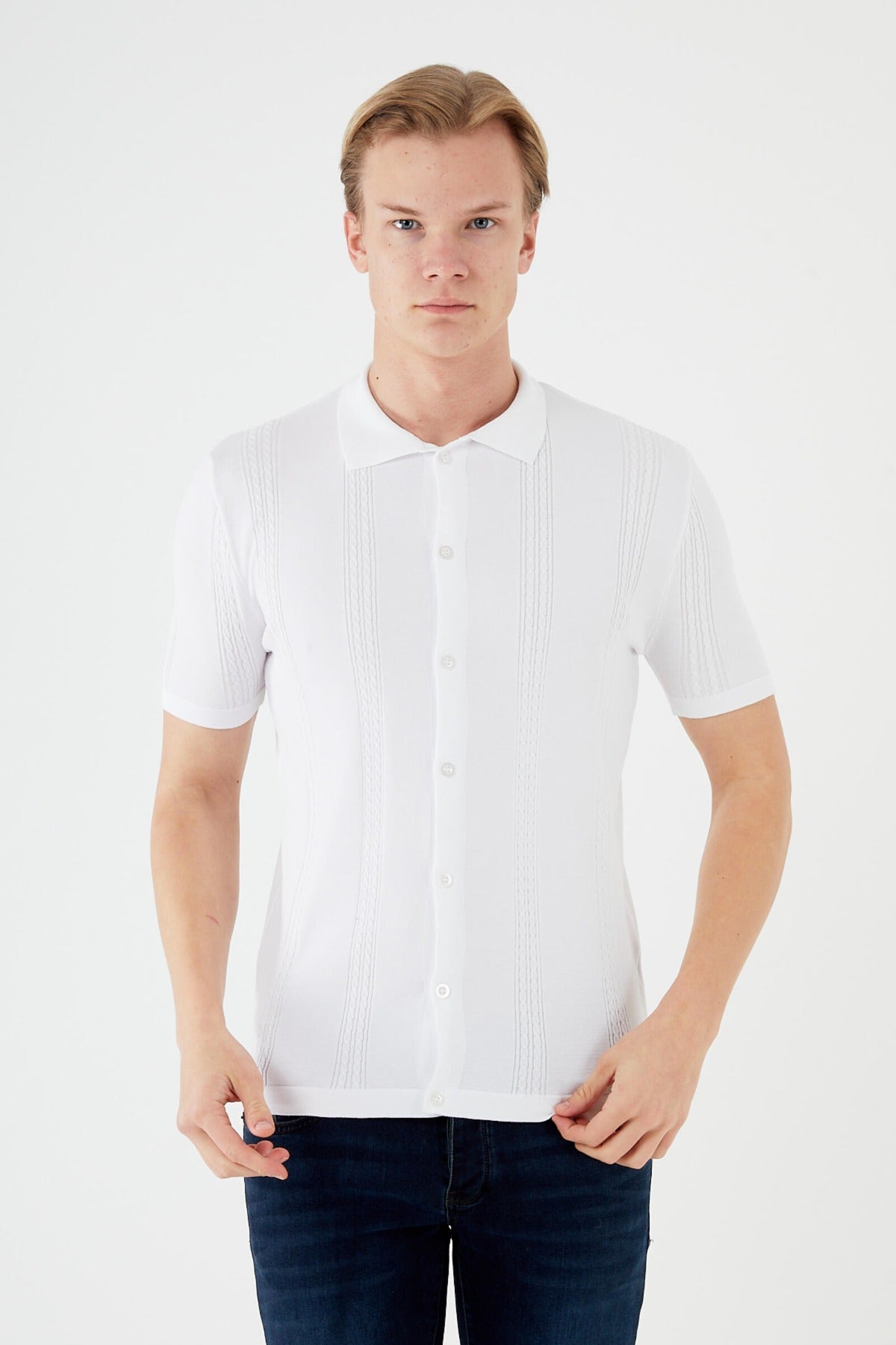 Textured Knit short sleeve shirt TR-11519