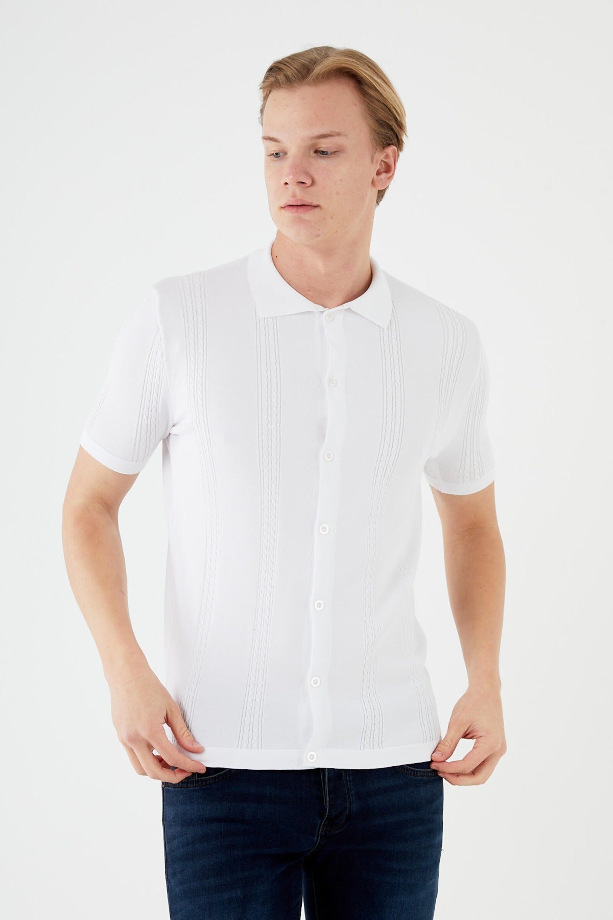 Textured Knit short sleeve shirt TR-11519