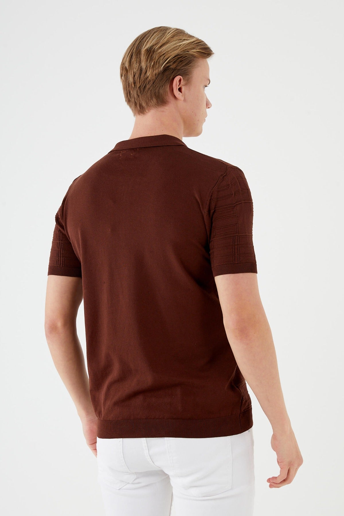 Textured Knit Quarter-Zip Polo TR-11520