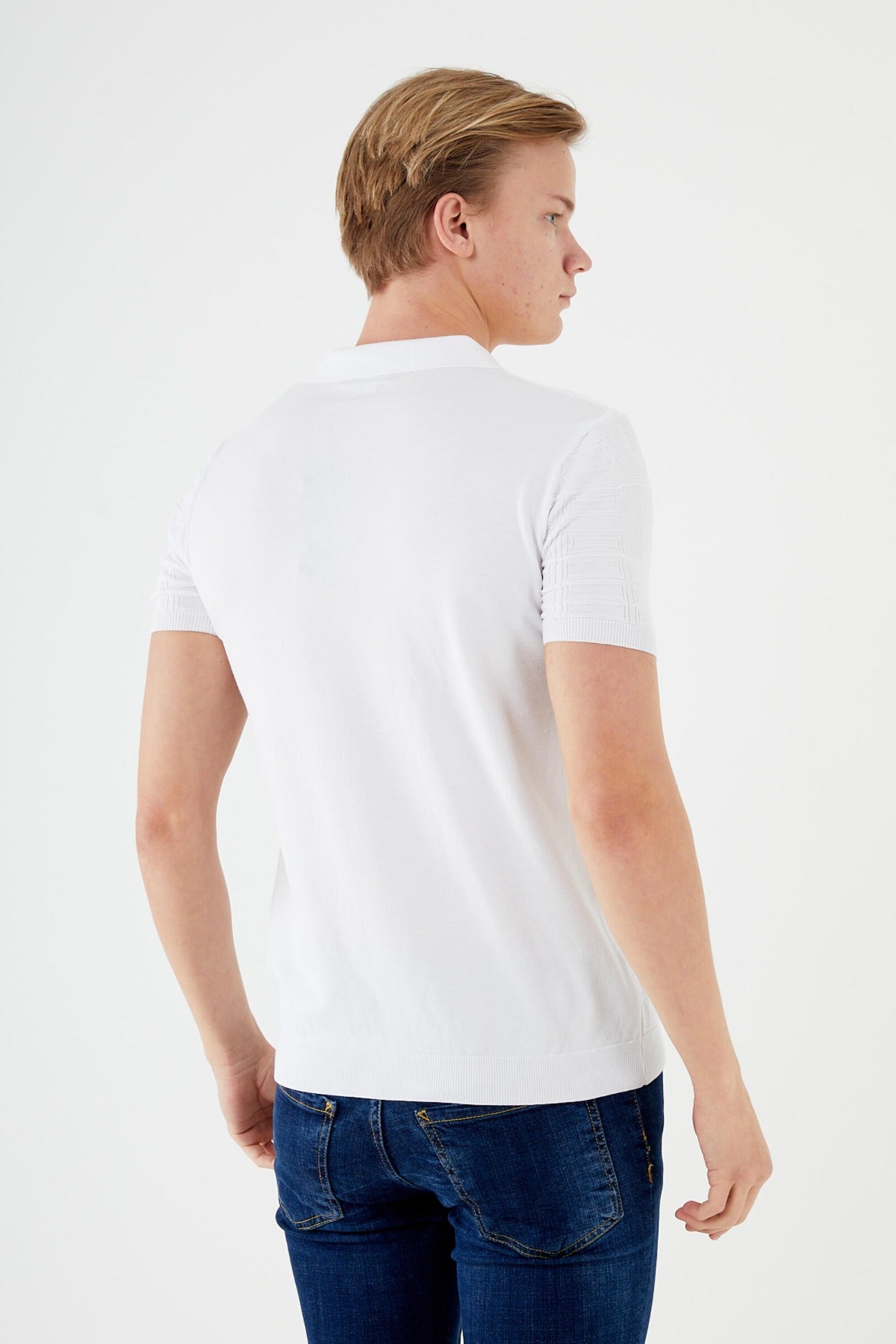 Textured Knit Quarter-Zip Polo TR-11520
