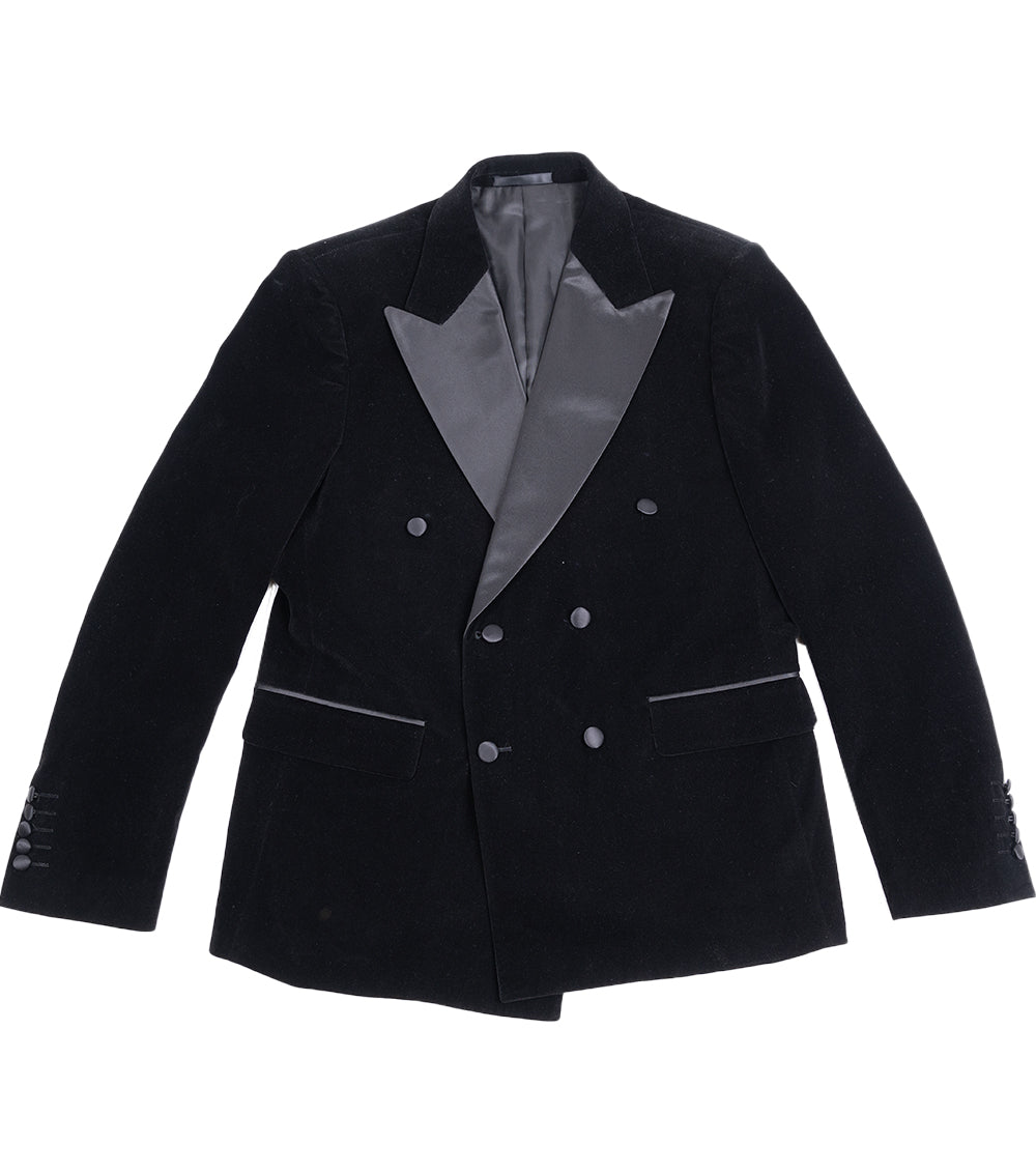 TRB-827 Peak Lapel Double Breasted Velvet Blazer