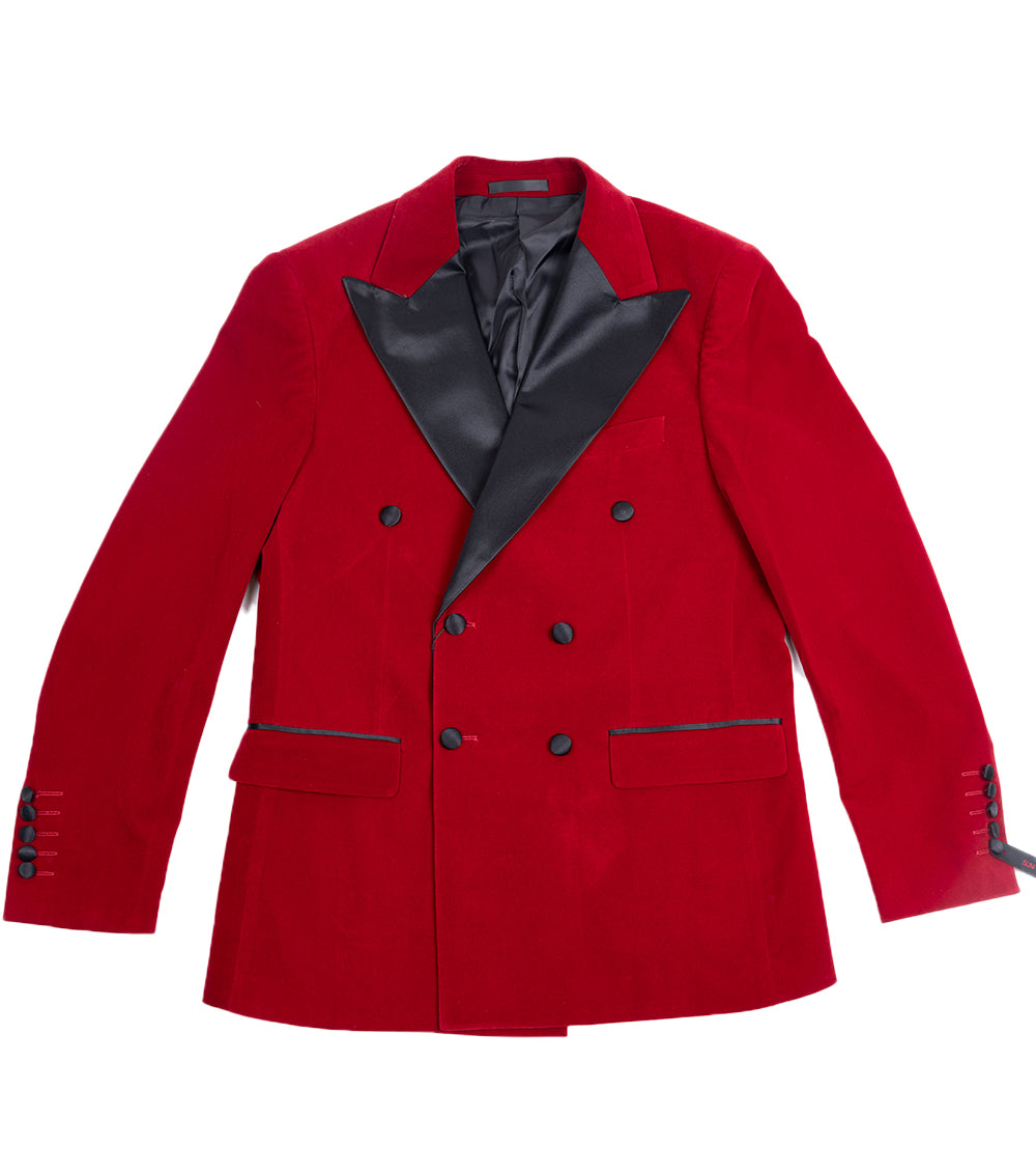 TRB-827 Peak Lapel Double Breasted Velvet Blazer