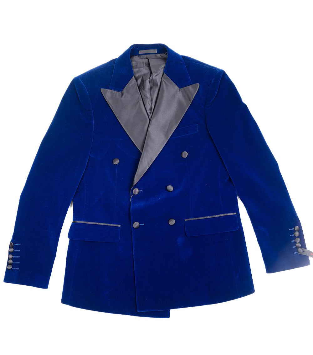 TRB-827 Peak Lapel Double Breasted Velvet Blazer