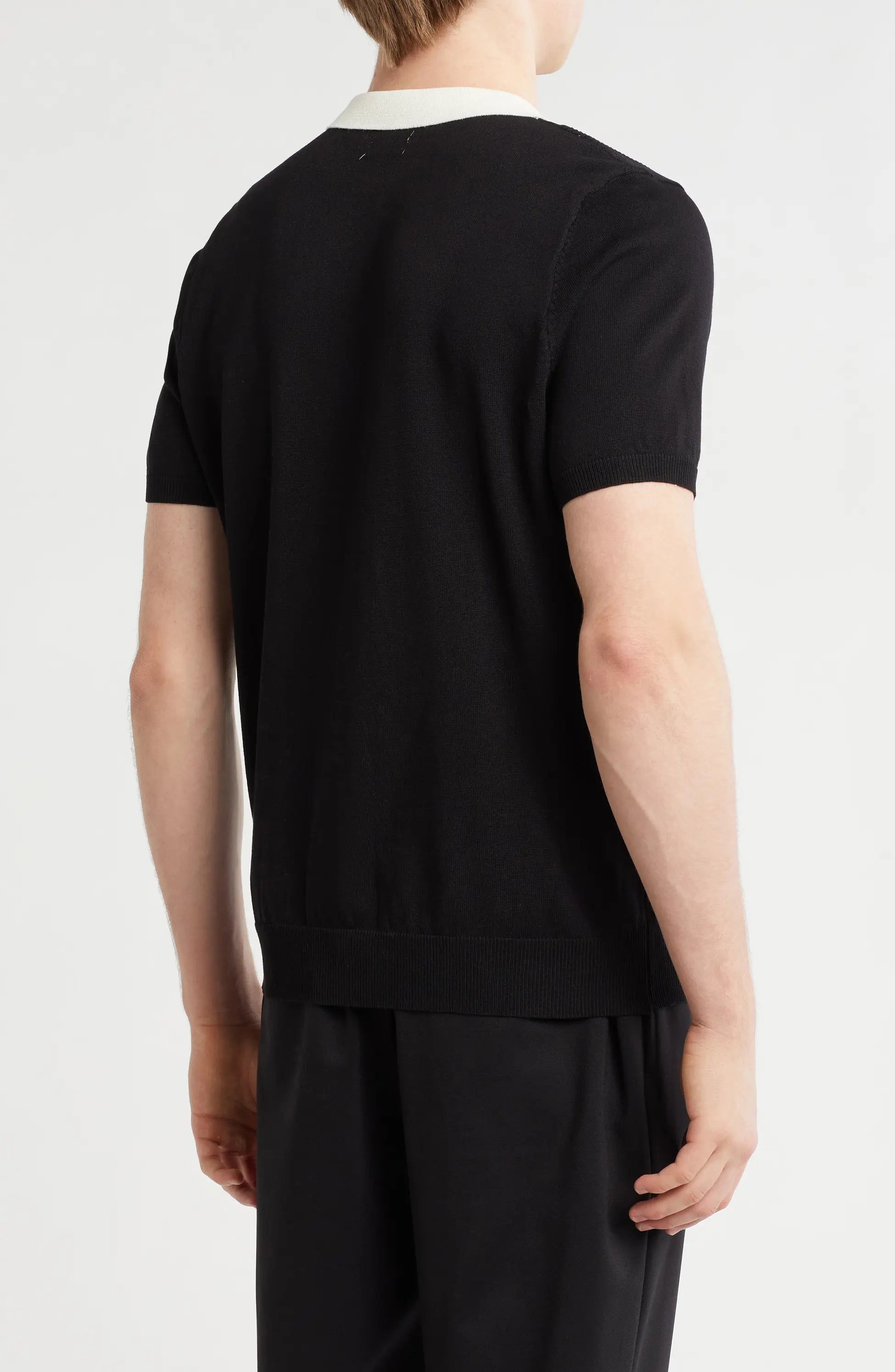 TRCK-11535 Textured Sweater Knit Polo