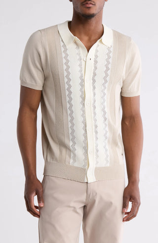 TRCK-11535 Textured Sweater Knit Polo