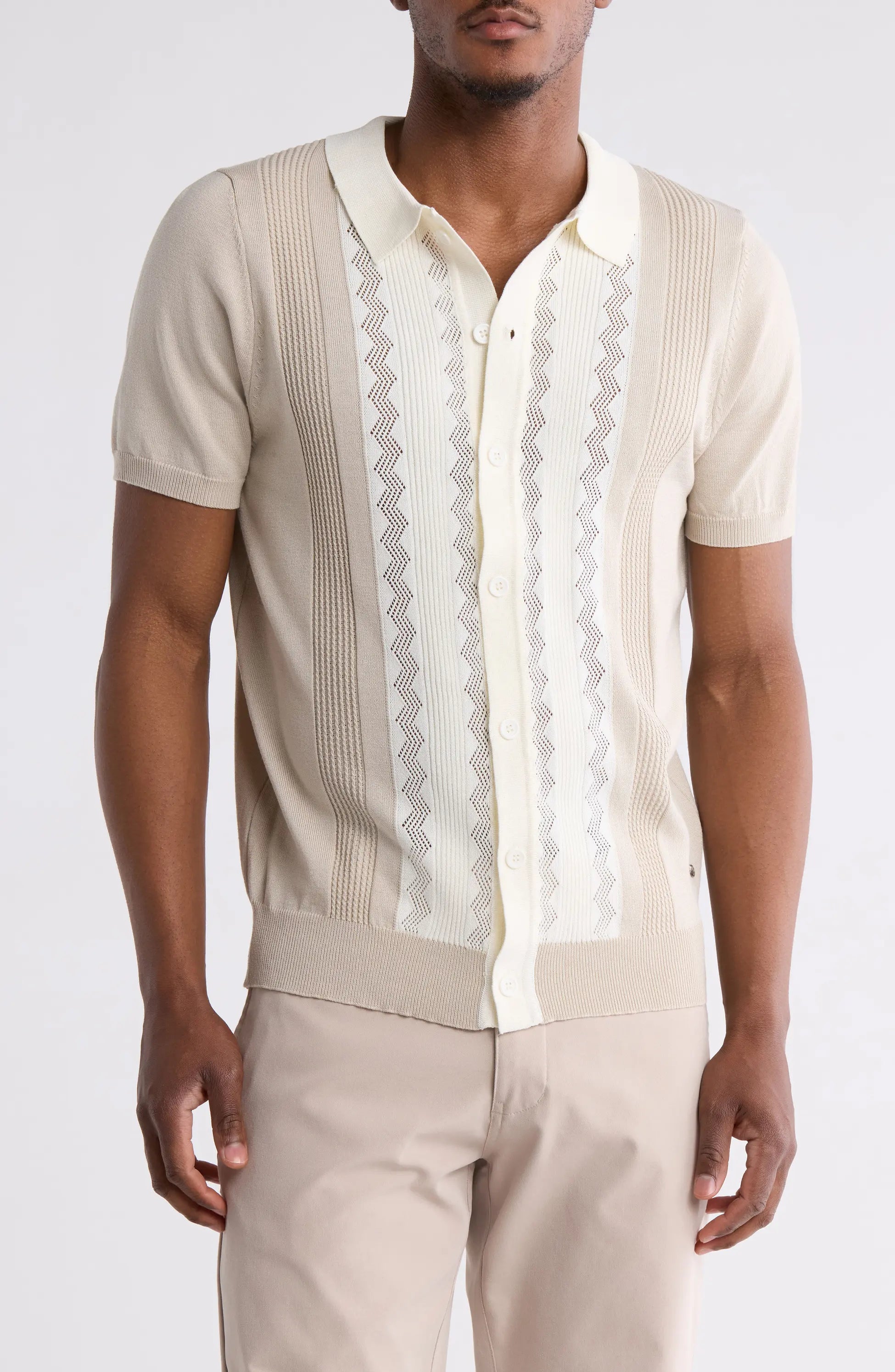 TRCK-11535 Textured Sweater Knit Polo