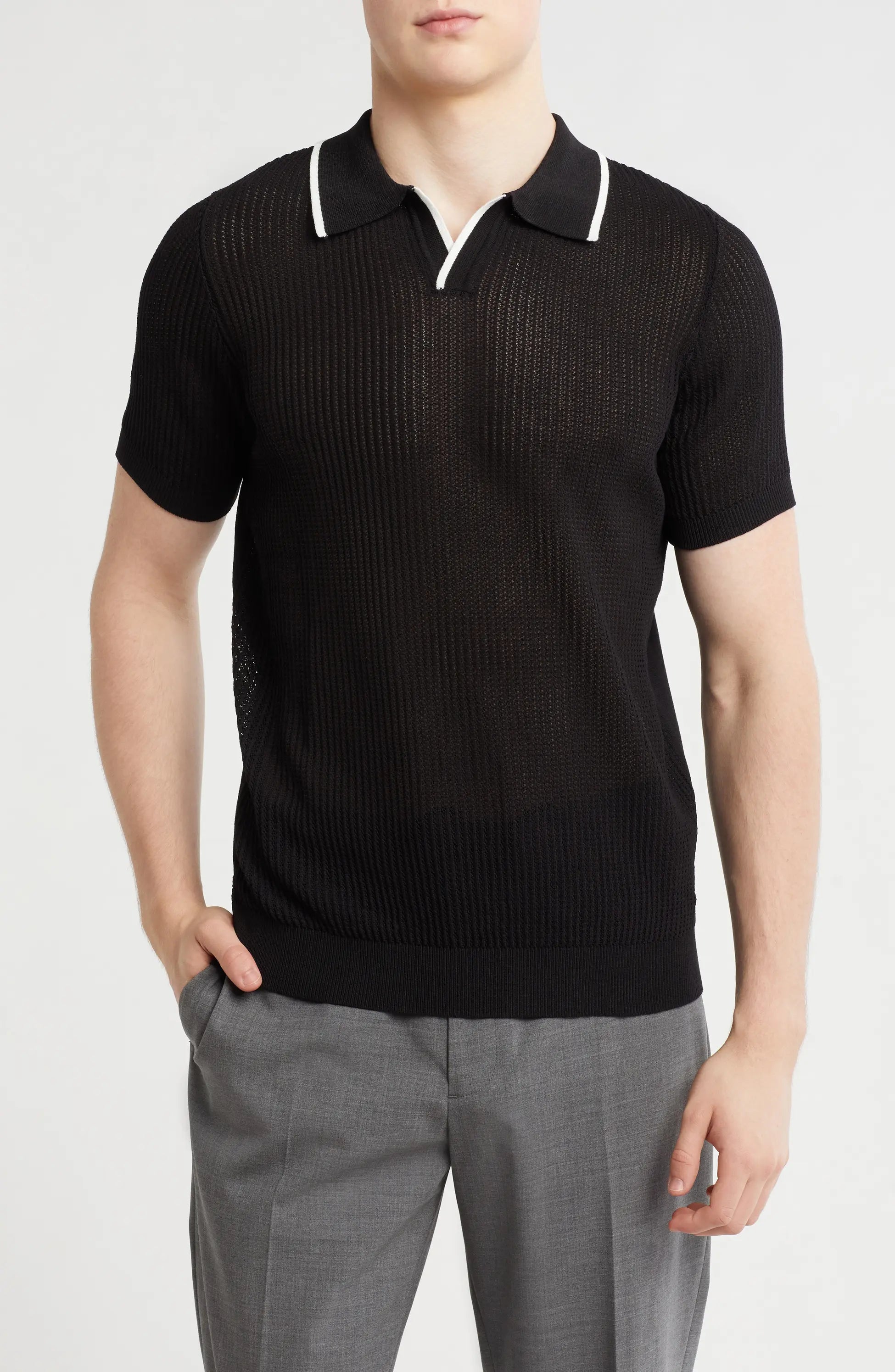 TRCK-11540 Johnny Collar Sweater Knit Polo