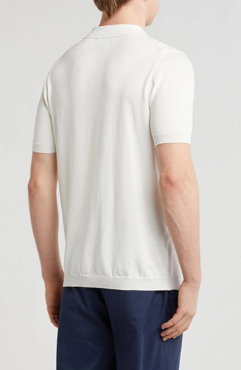TRCK-11542 Textured Sweater Knit Zip Polo