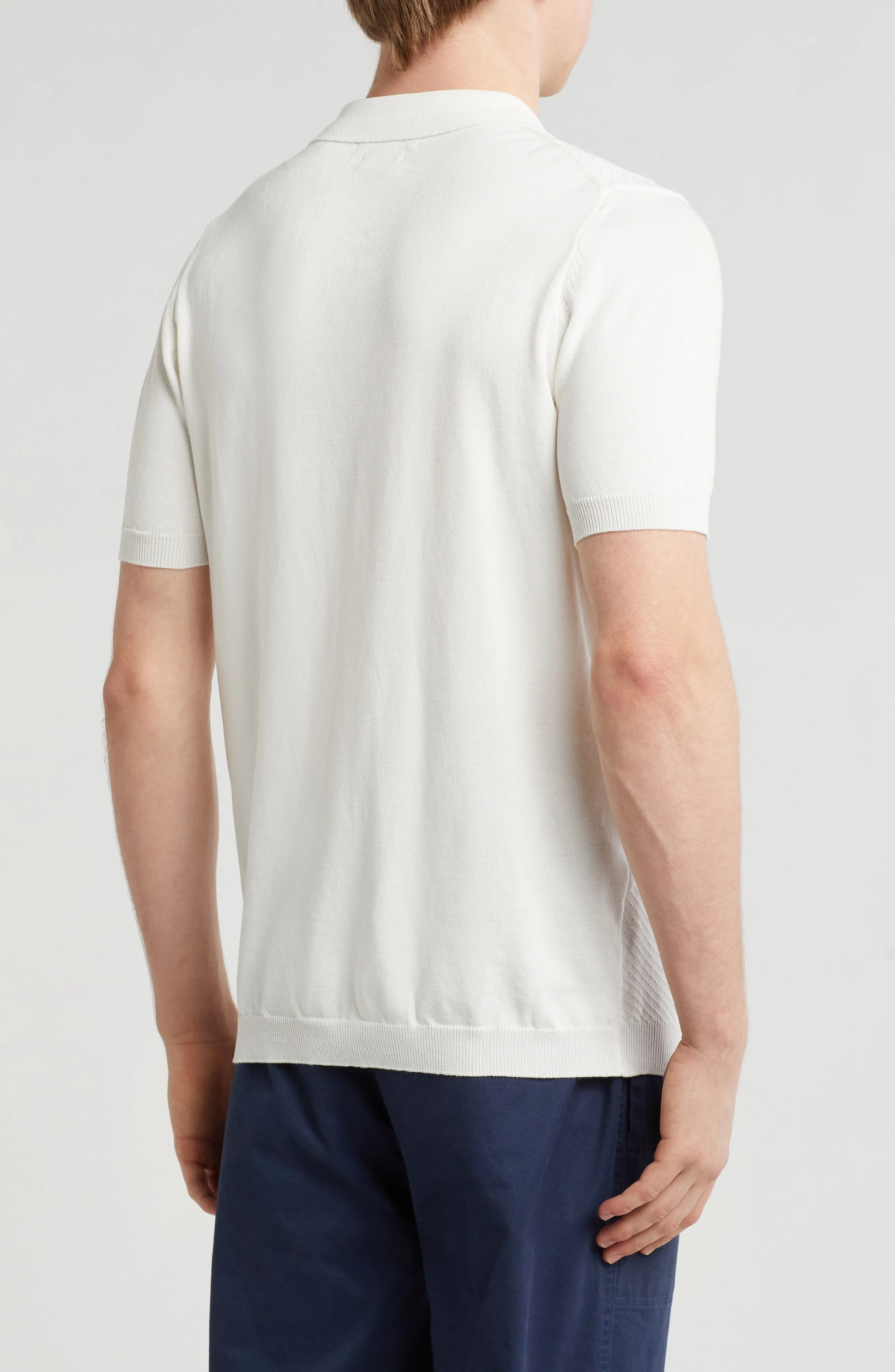 TRCK-11542 Textured Sweater Knit Zip Polo