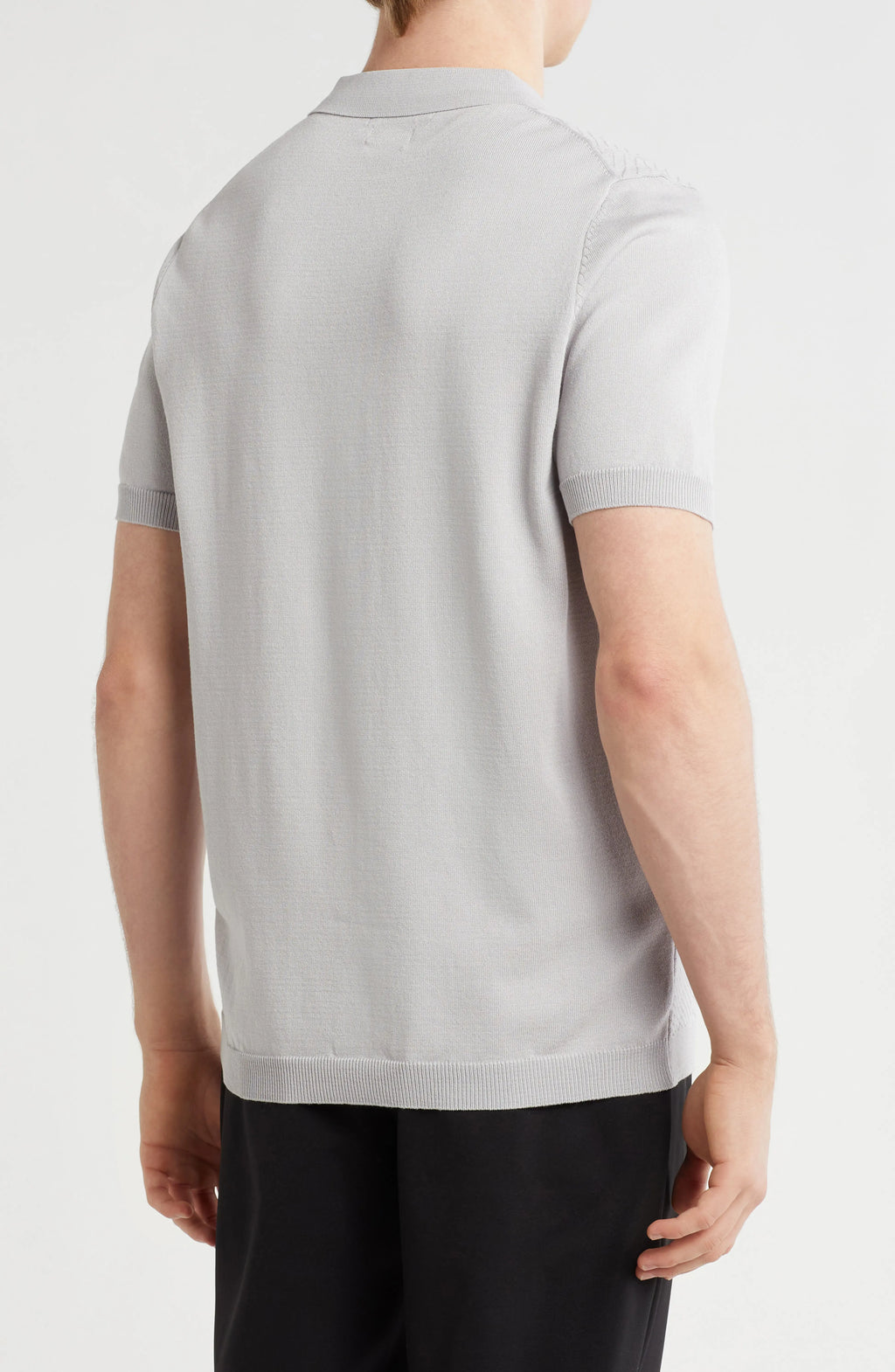 TRCK-11542 Textured Sweater Knit Zip Polo