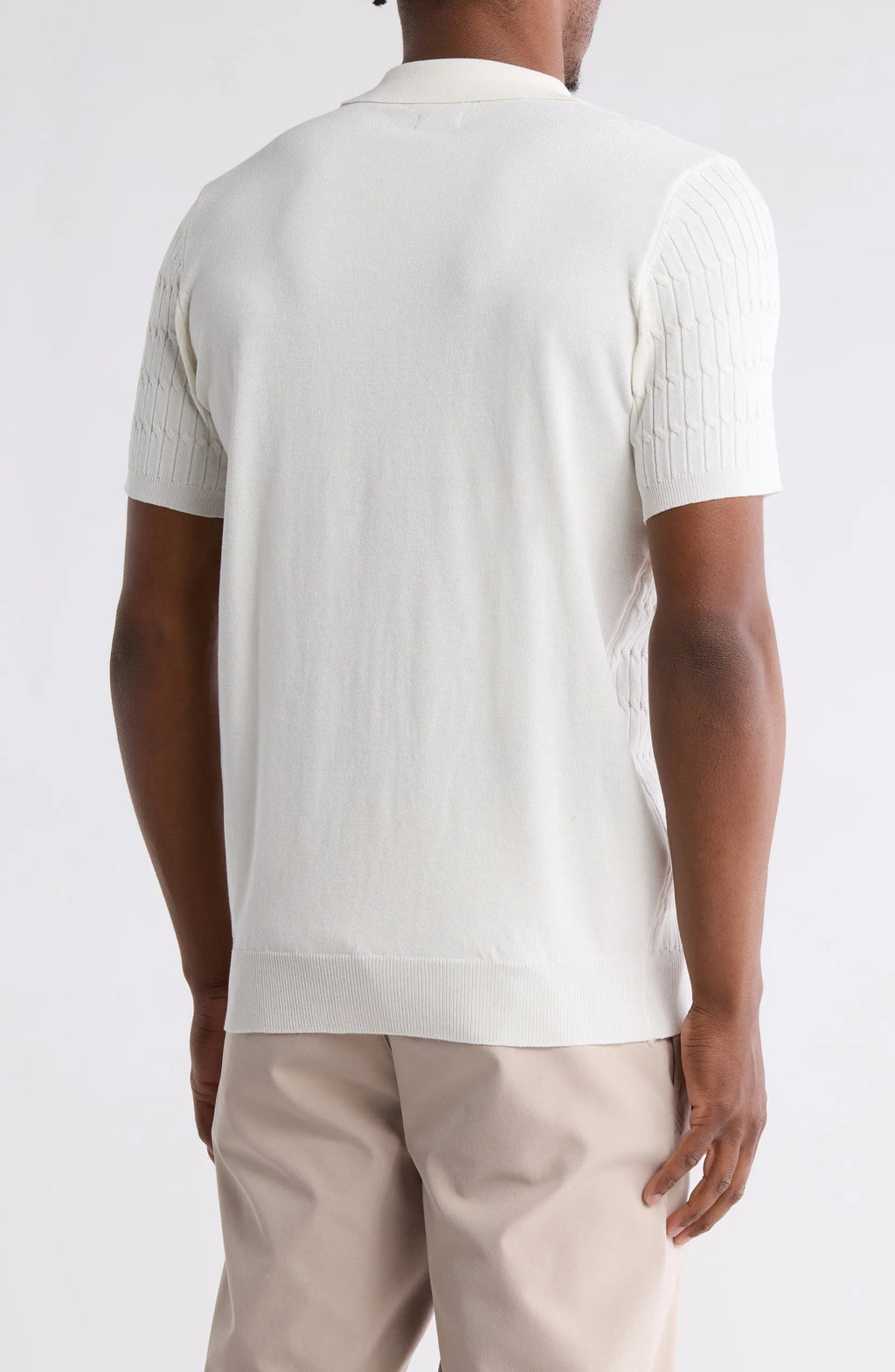 TRCK-11543 Textured Sweater Knit Zip Polo