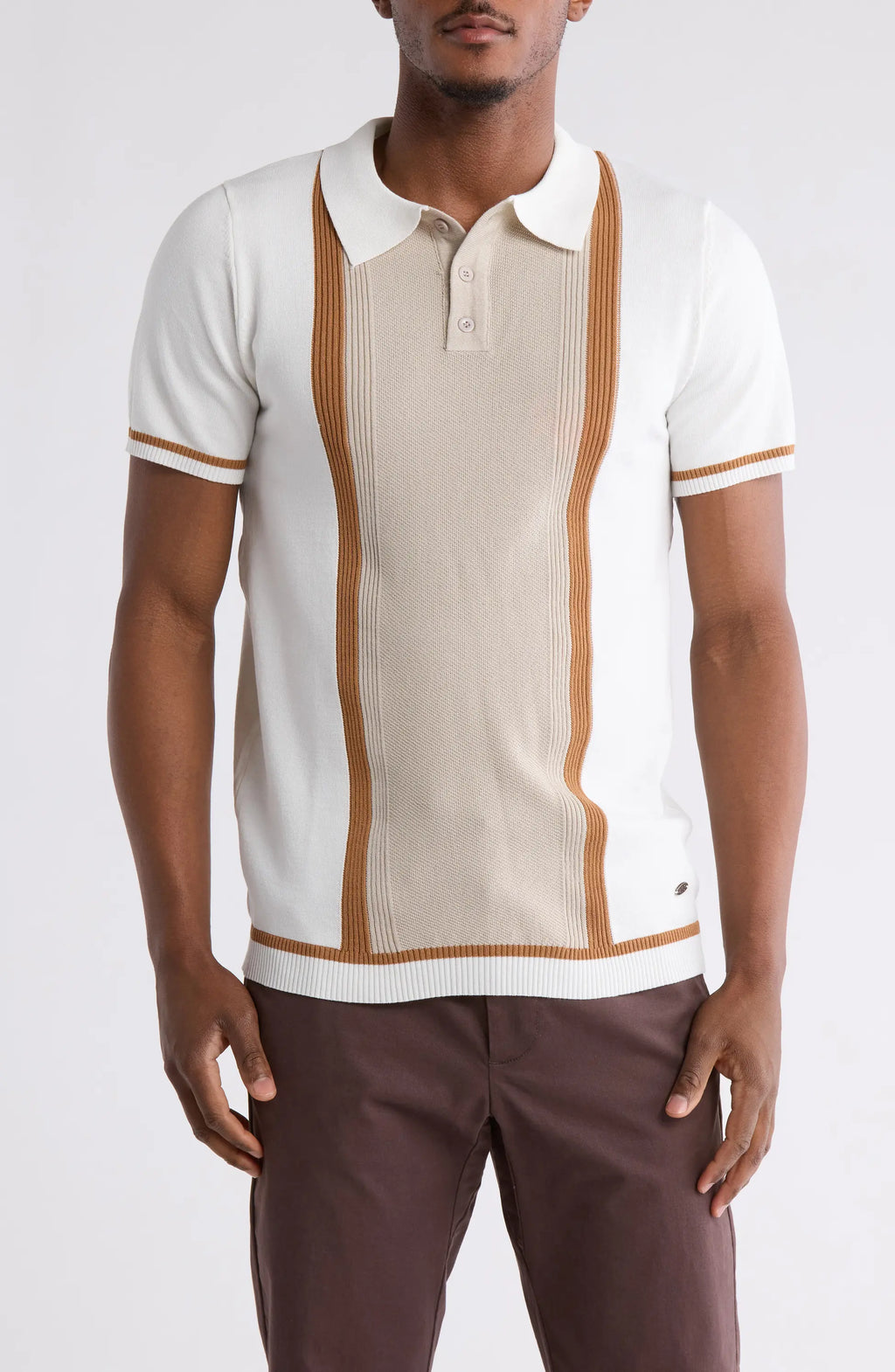 TRCK-11545 Colorblock Sweater Knit Polo