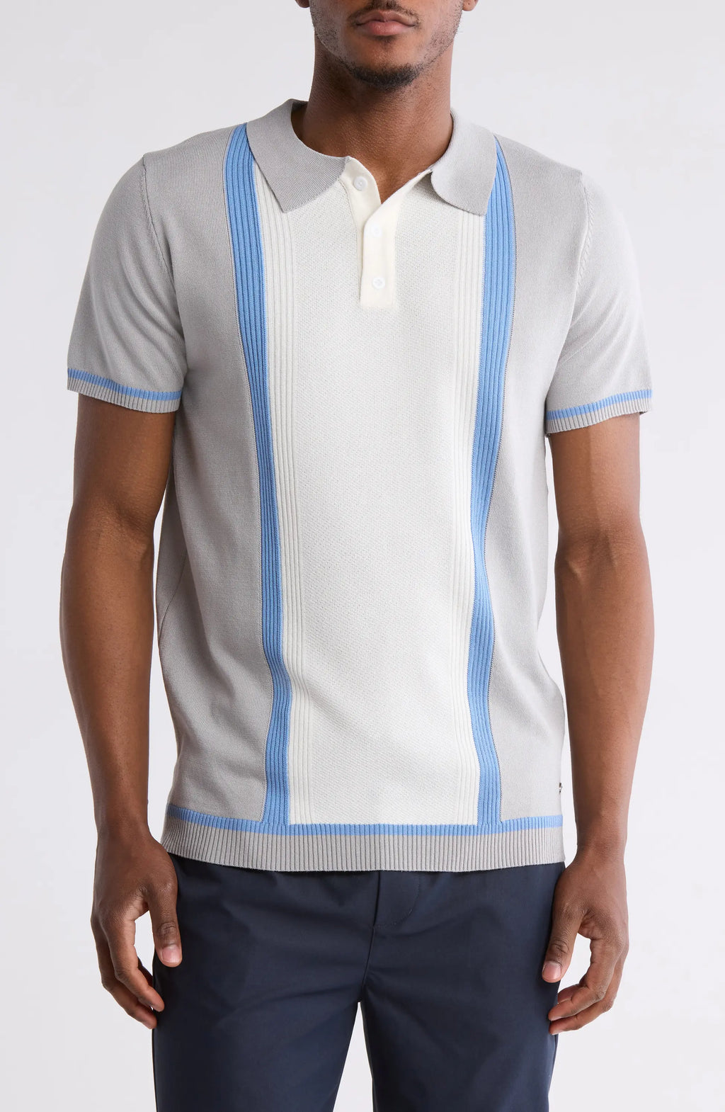 TRCK-11545 Colorblock Sweater Knit Polo