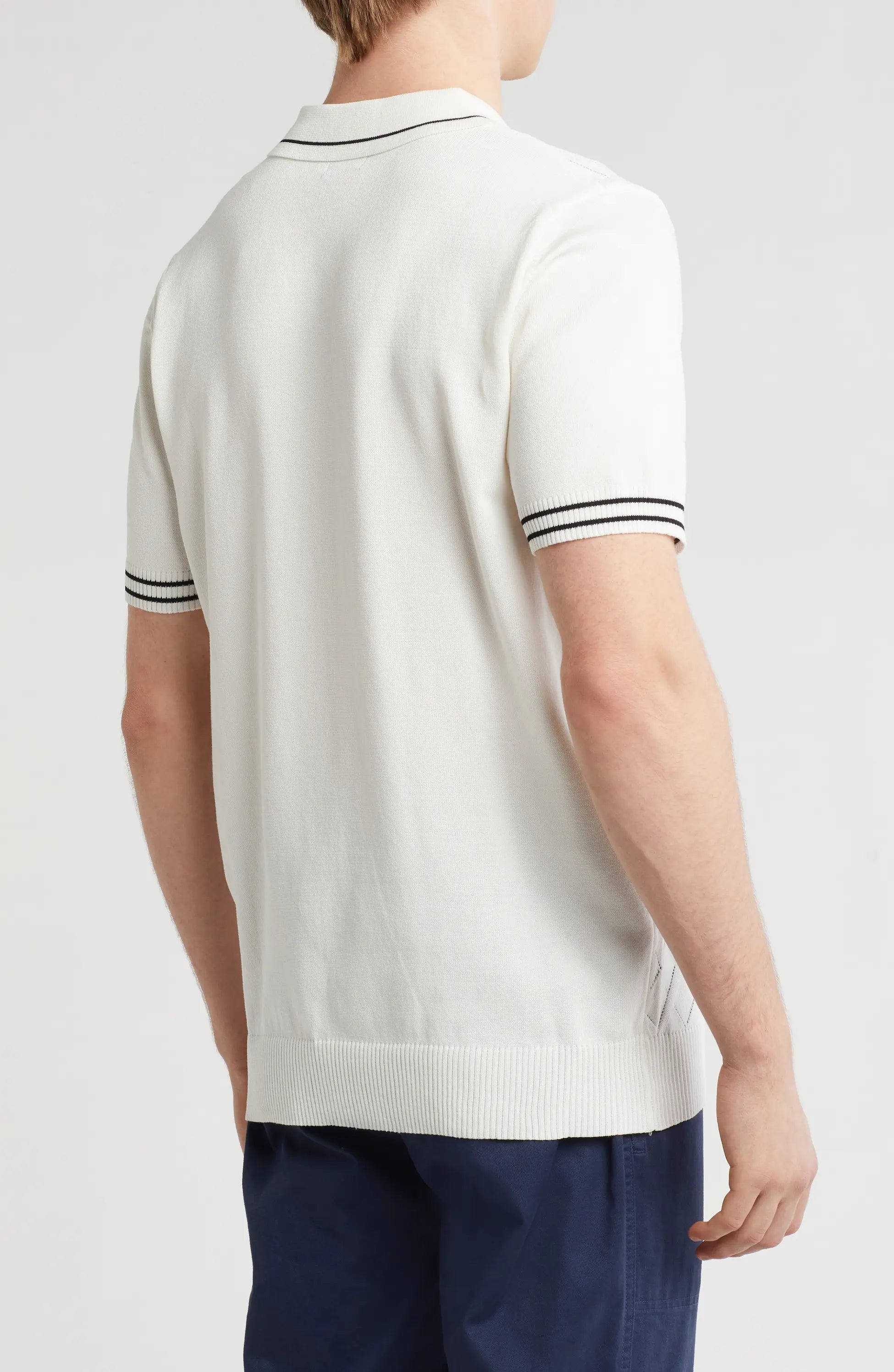 TRCK-11547 Tipped Collar Sweater Knit Polo