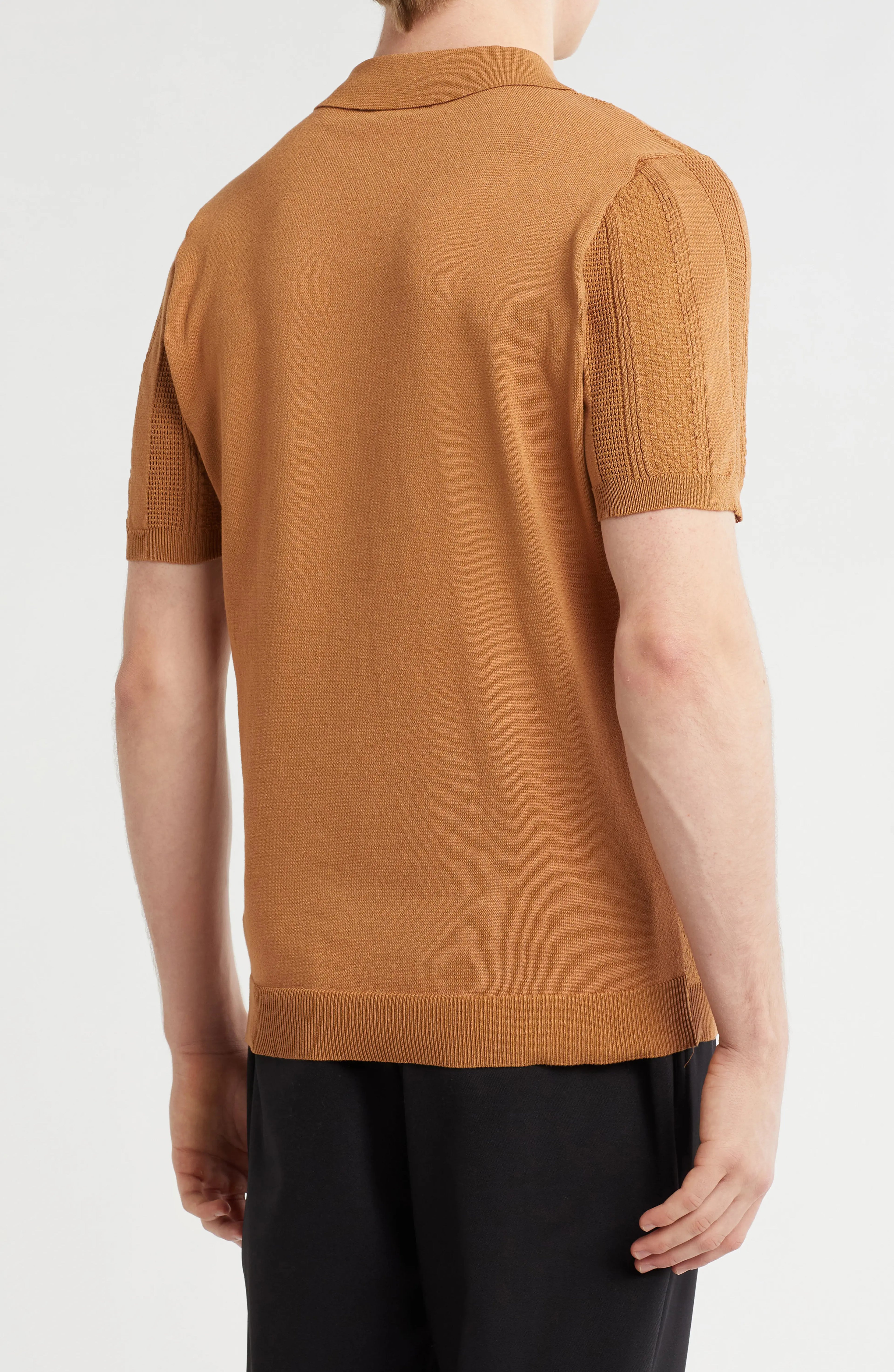 TRCK-11549 Textured Sweater Knit Polo