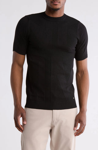 TRCK-11551 Textured Knit Short Sleeve Sweater