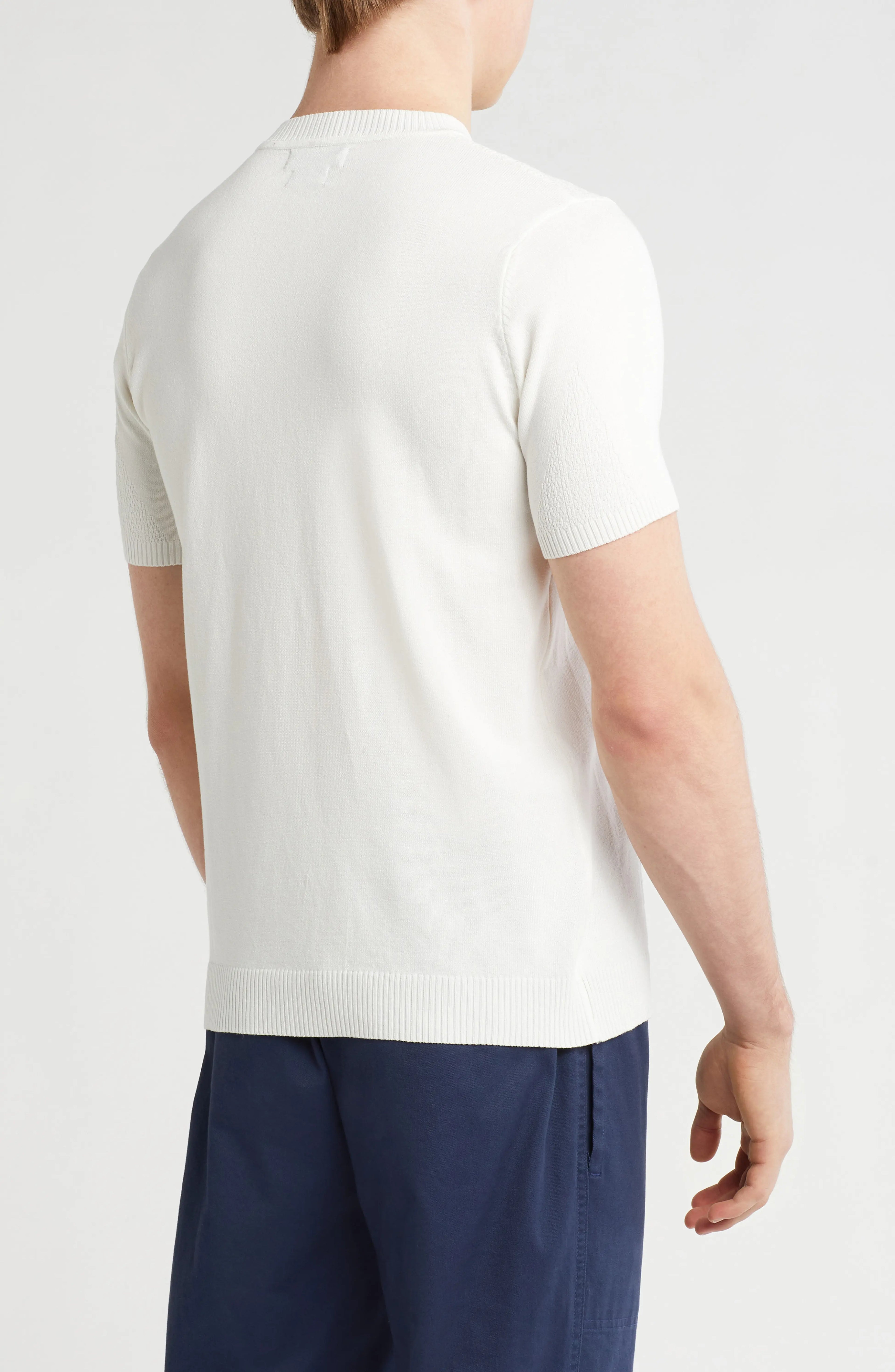 TRCK-11551 Textured Knit Short Sleeve Sweater