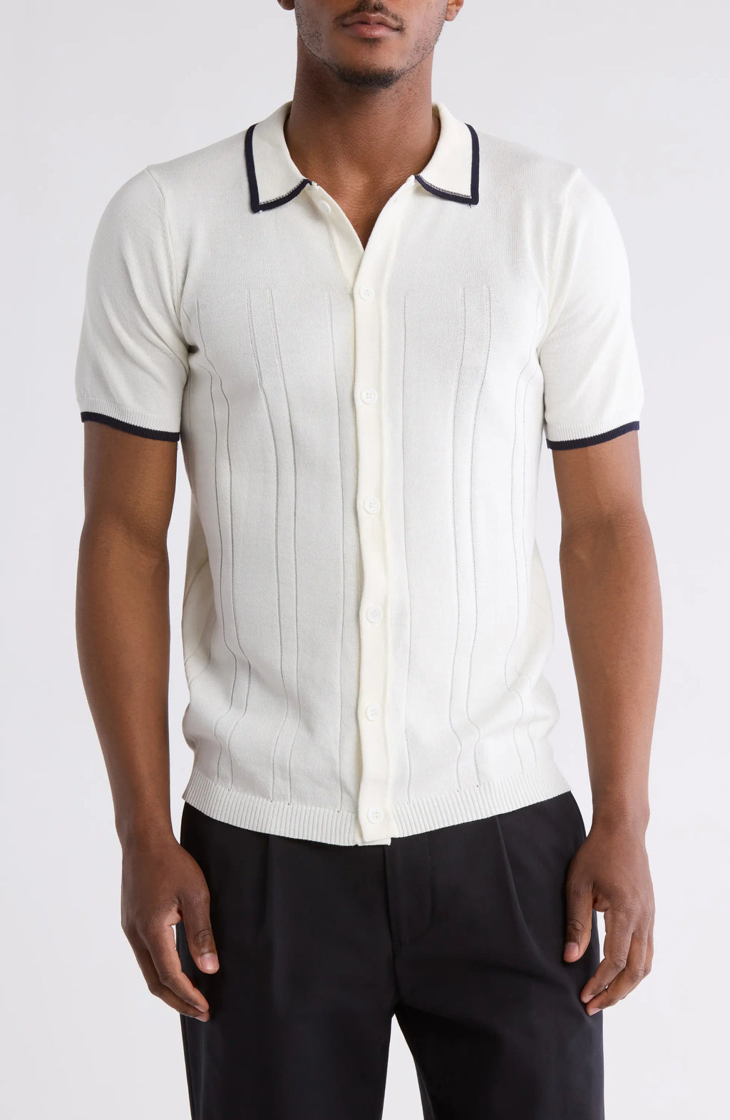TRCK-11536 Short Sleeve Slim Fit Buttoned Sweater