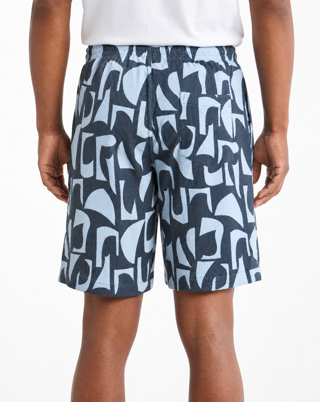 TRSH-273-B-Drawstring ABSTRACT PRINT Shorts