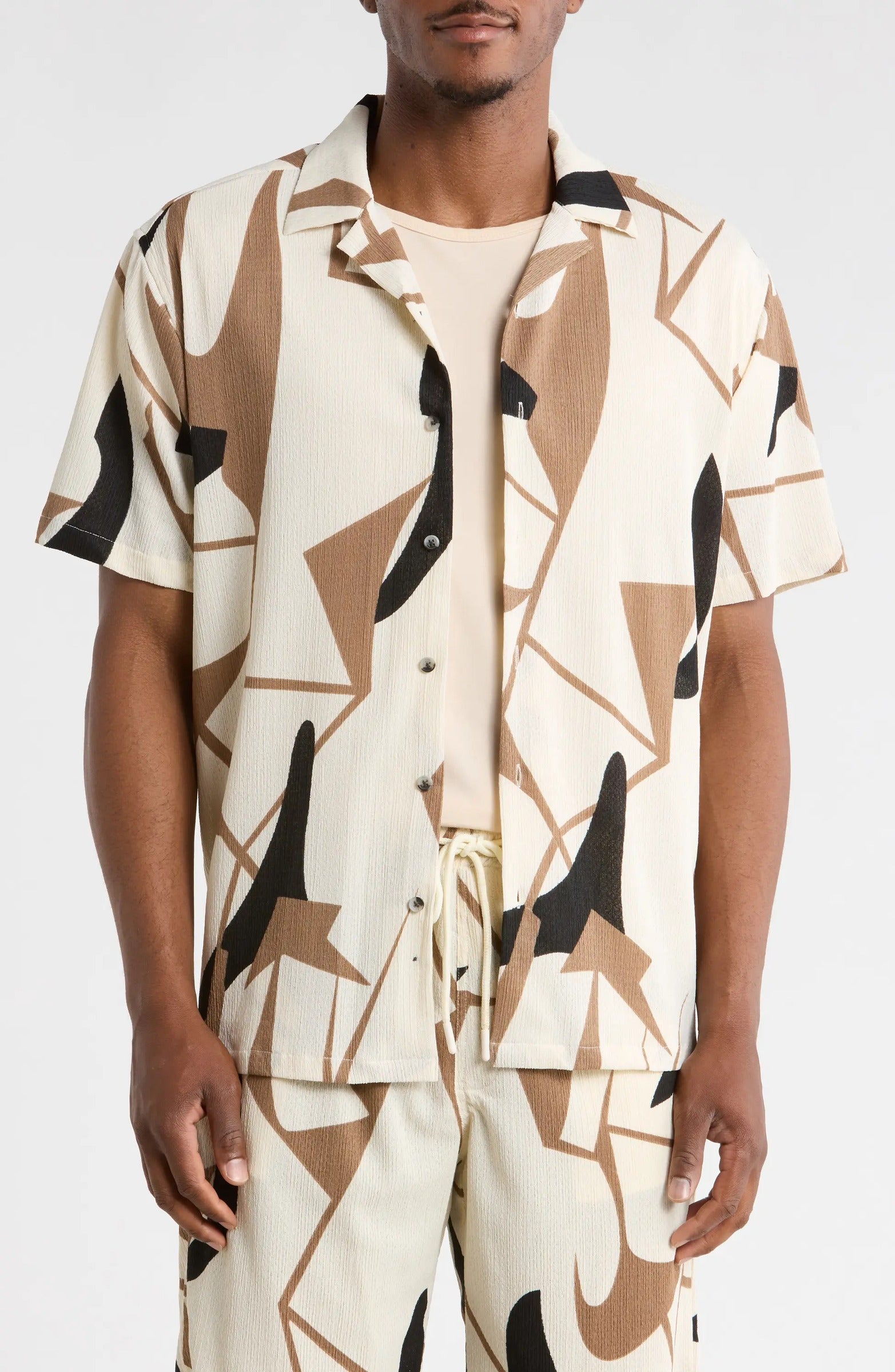 TRSH-231-T-Abstract Print Camp Shirt