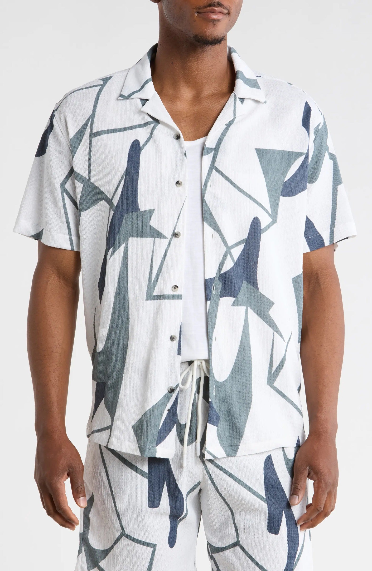 TRSH-231-T-Abstract Print Camp Shirt