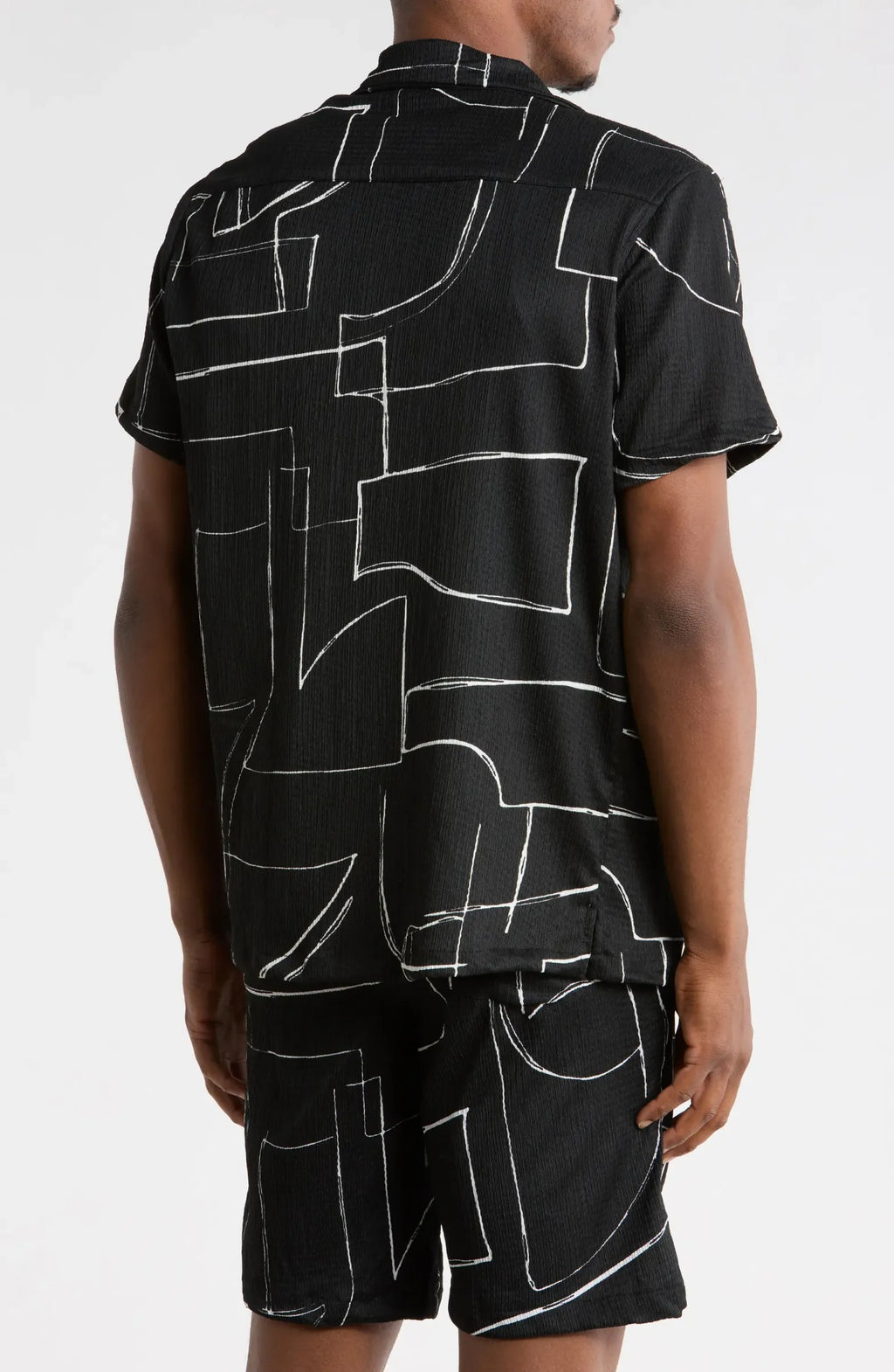 TRSH-258-T-Relaxed Fit Abstract Print Camp Shirt
