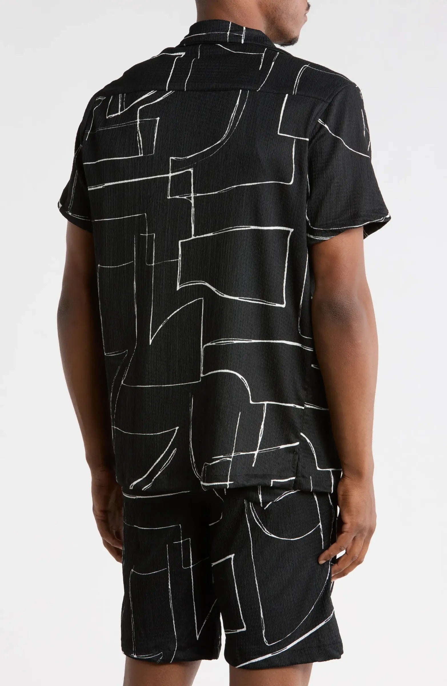 TRSH-258-T-Relaxed Fit Abstract Print Camp Shirt