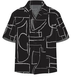 TRSH-258-T-Relaxed Fit Abstract Print Camp Shirt