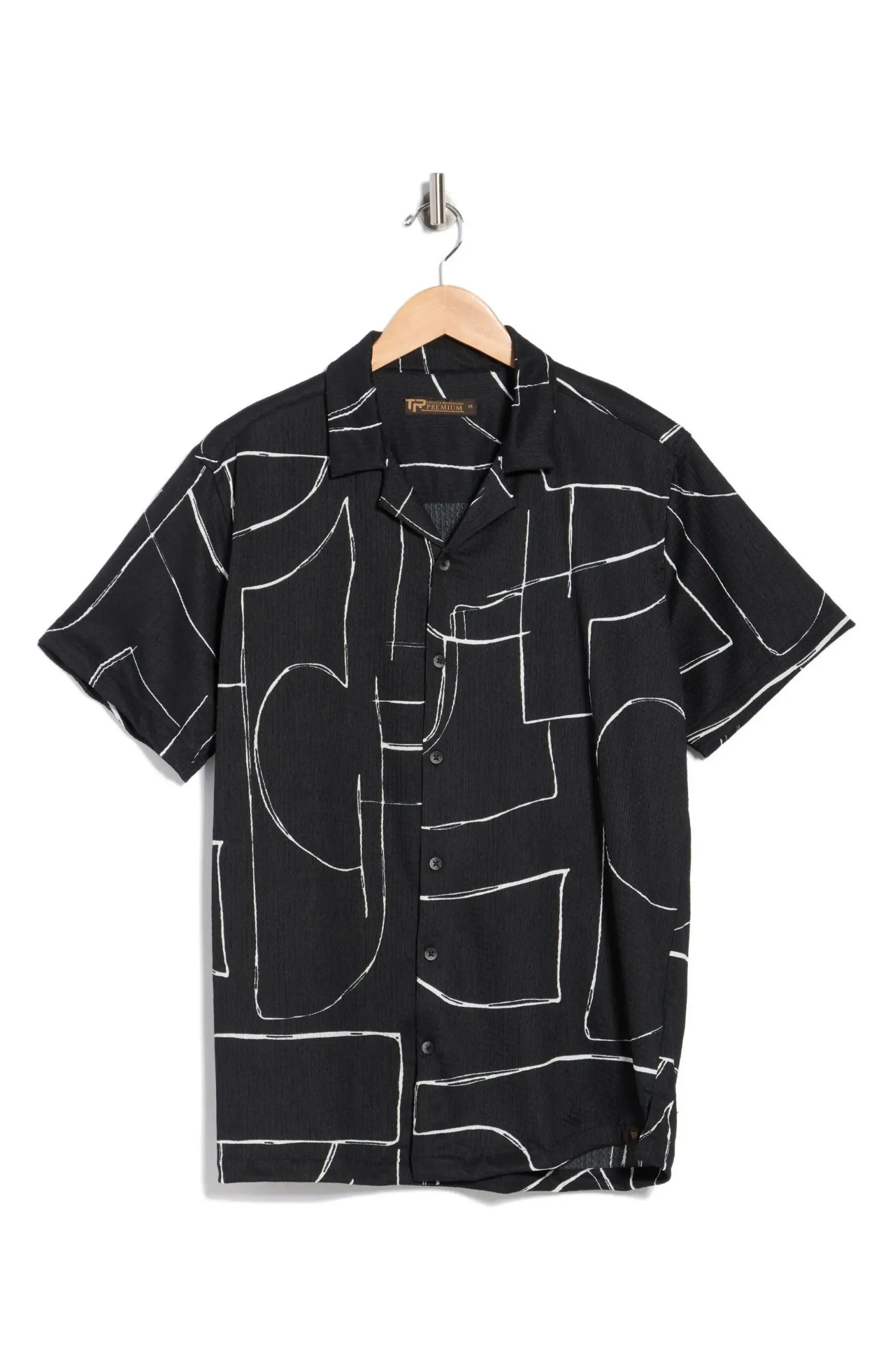 TRSH-258-T-Relaxed Fit Abstract Print Camp Shirt