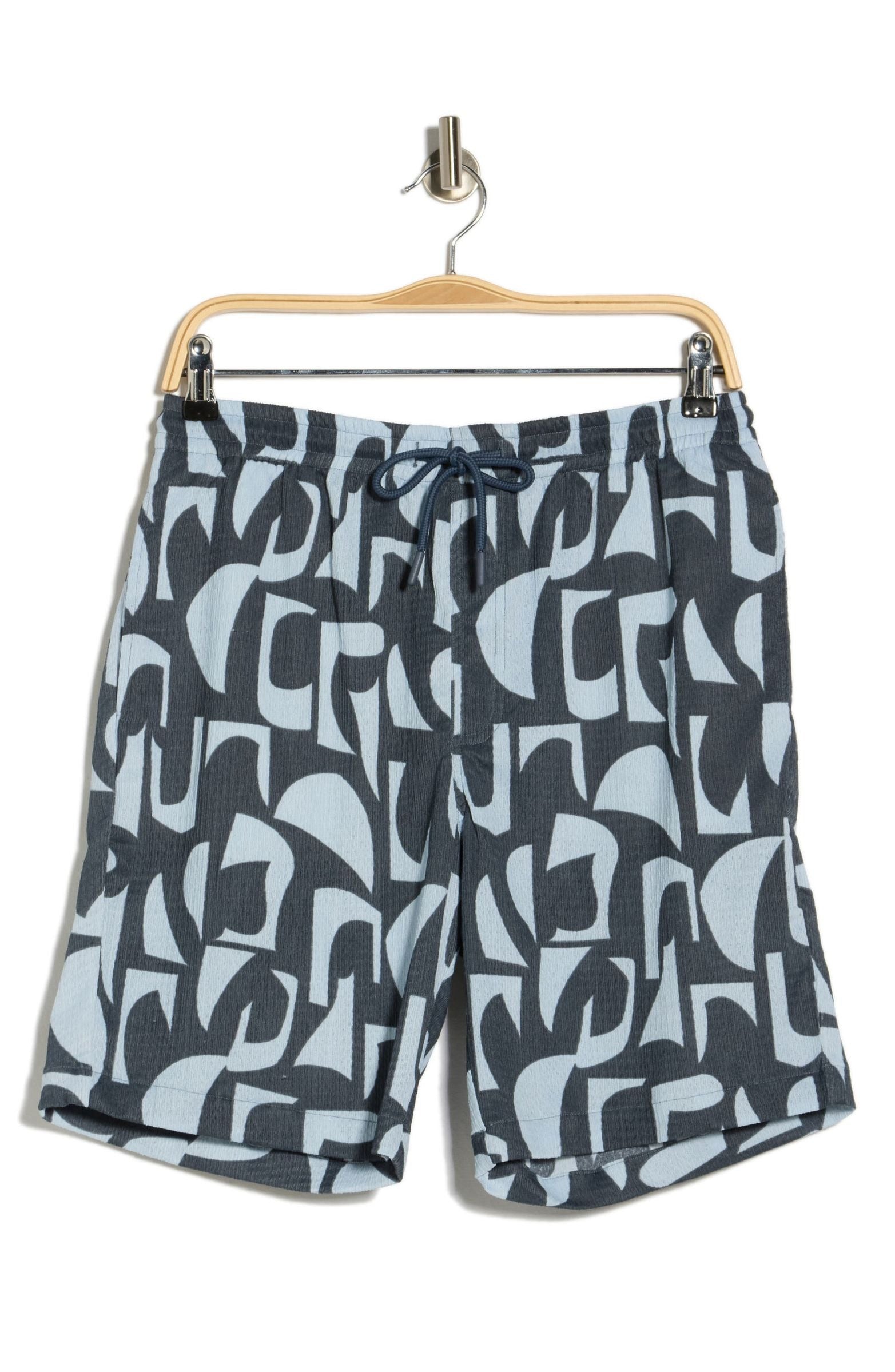 TRSH-273-B-Drawstring ABSTRACT PRINT Shorts