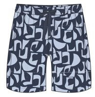 TRSH-273-B-Drawstring ABSTRACT PRINT Shorts